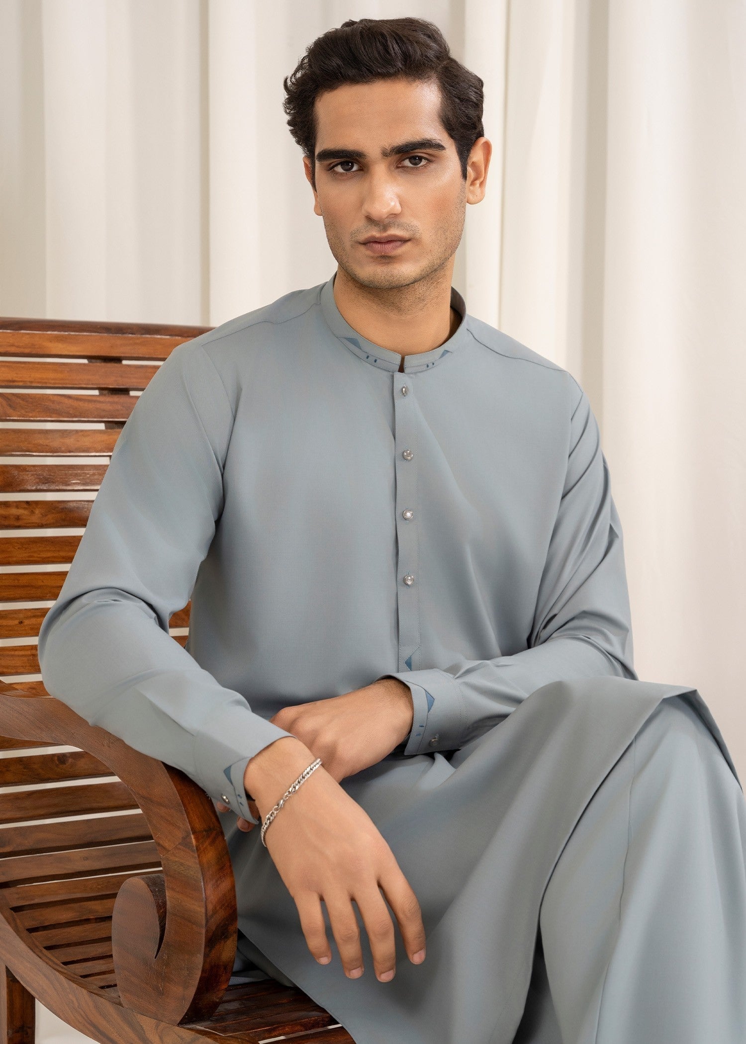 wash & wear Shalwar Kameez in Ice blue by Buraq
