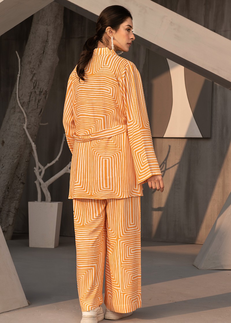 blended grip silk Co Ord Sets in Orange