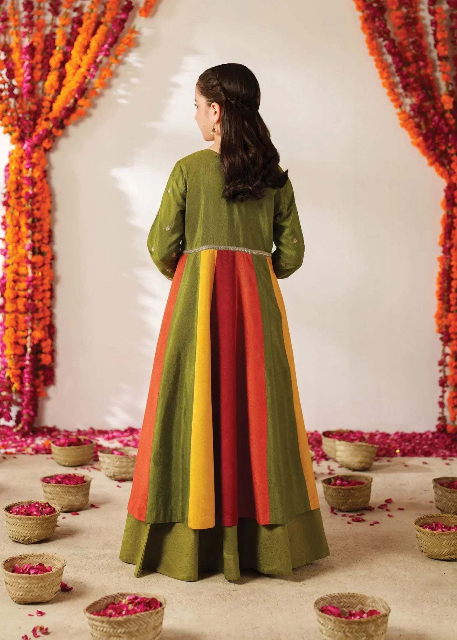 silk Lehenga in Pistachio green