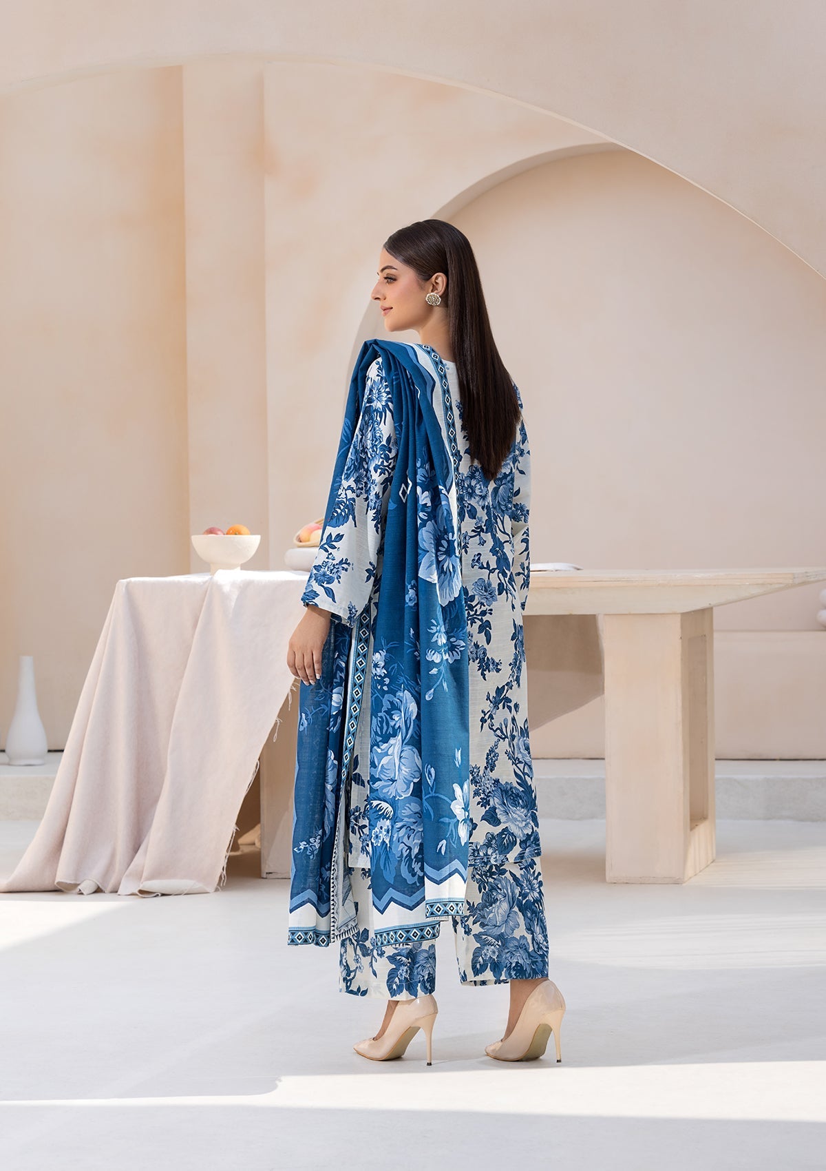 khaddar Kurta Set in Sky blue