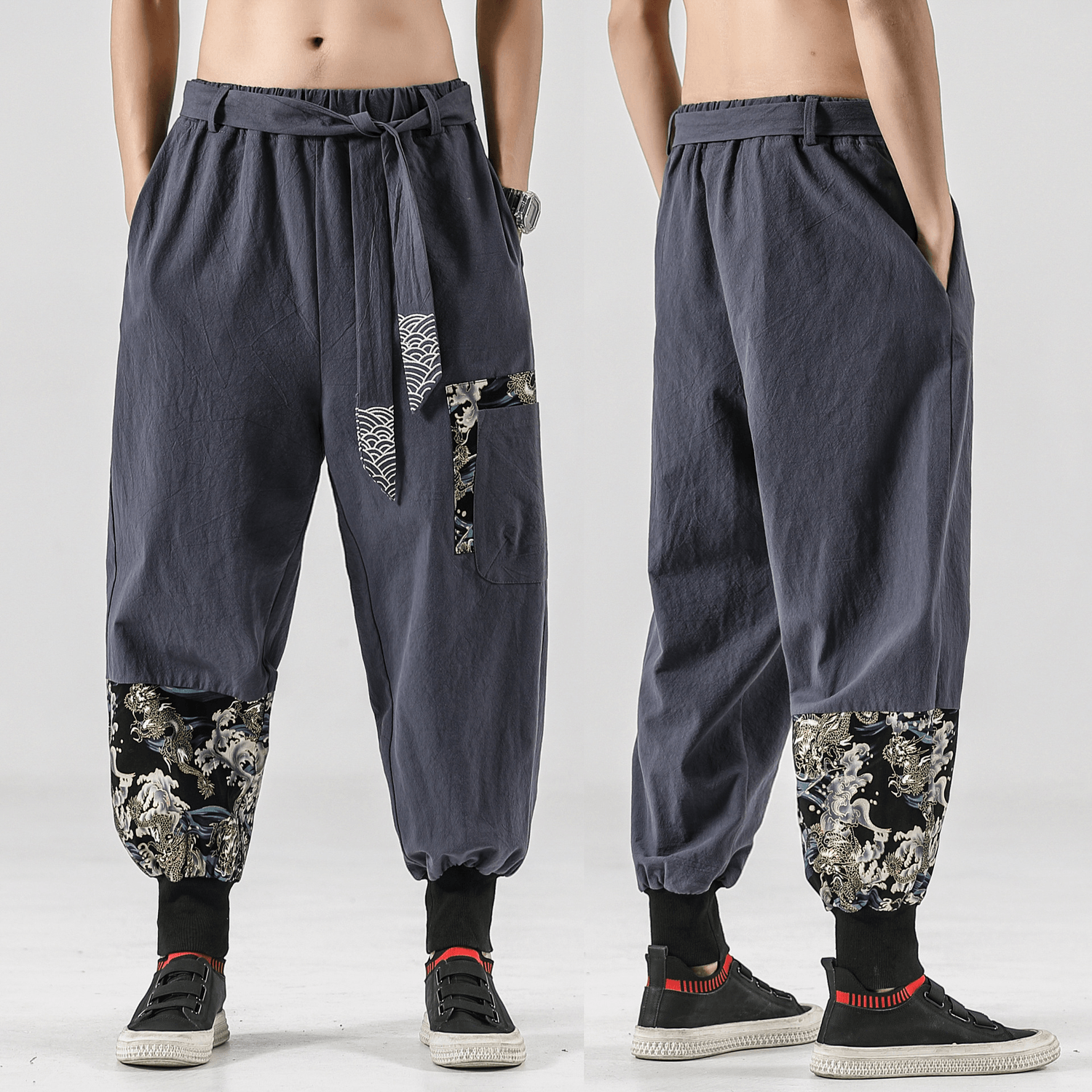Men's National Style Linen Knickerbockers - Loose Fit Chinese Fashion Tang Casual Pants