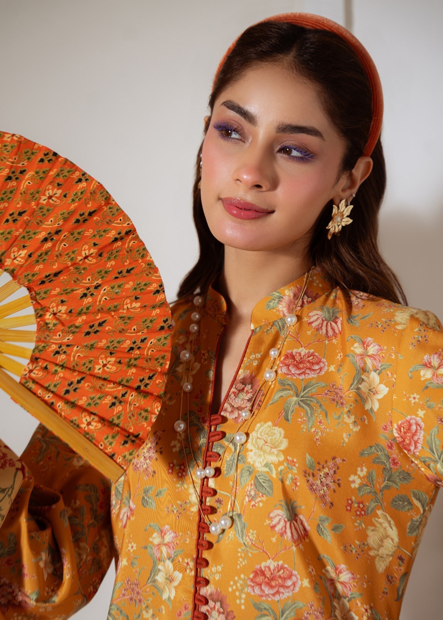 poly lawn Kurta Set in Mari gold