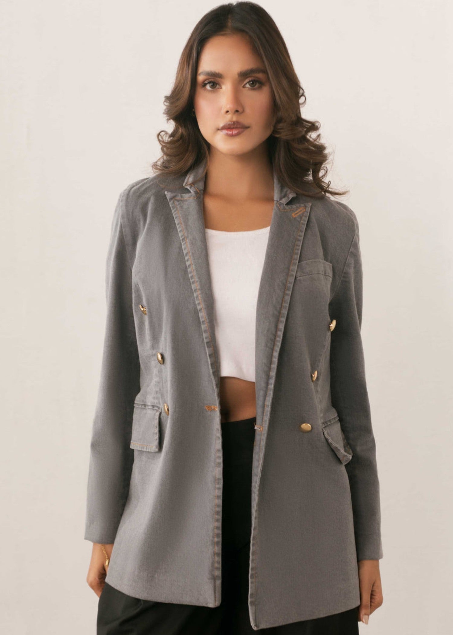 polyester Blazer in Grey