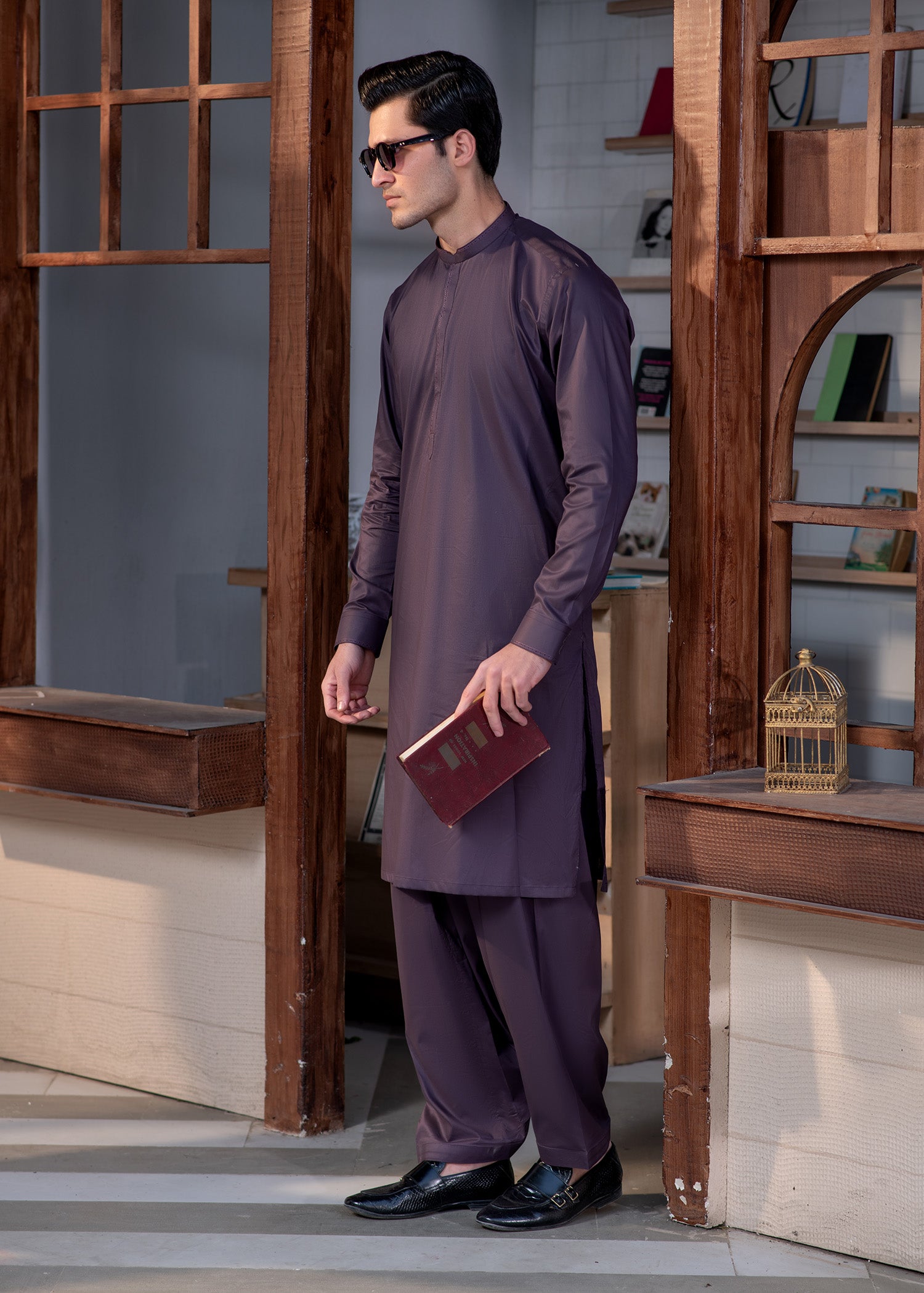 cotton Shalwar Kameez in Burgundy