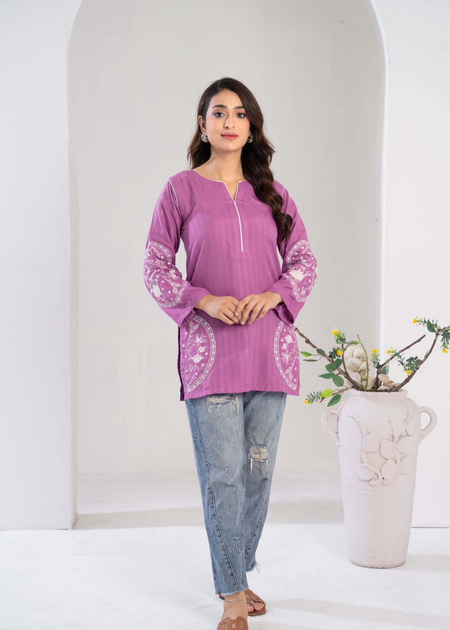 cotton Kurti in Lilac