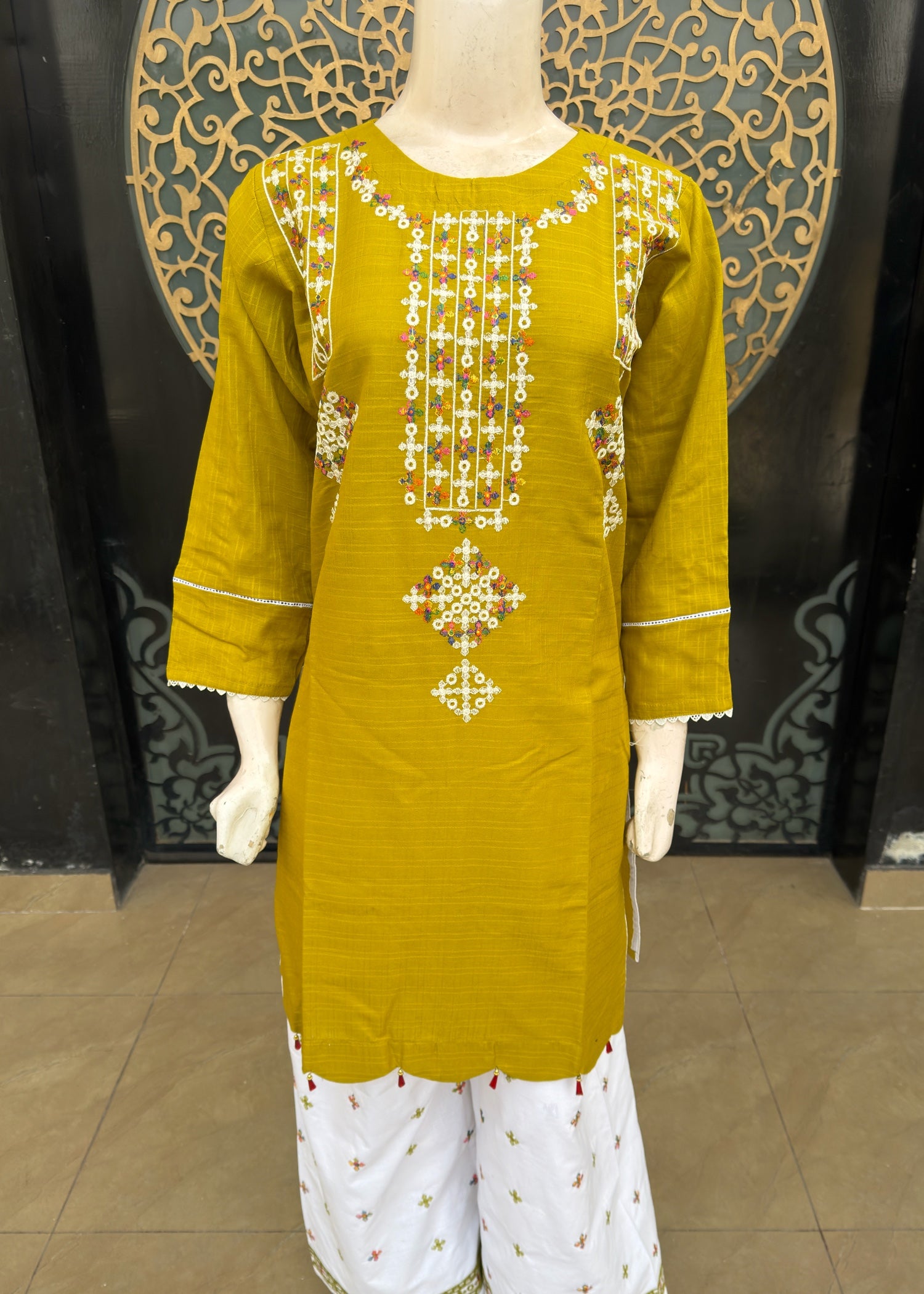 cotton Kurta Set in Mustard