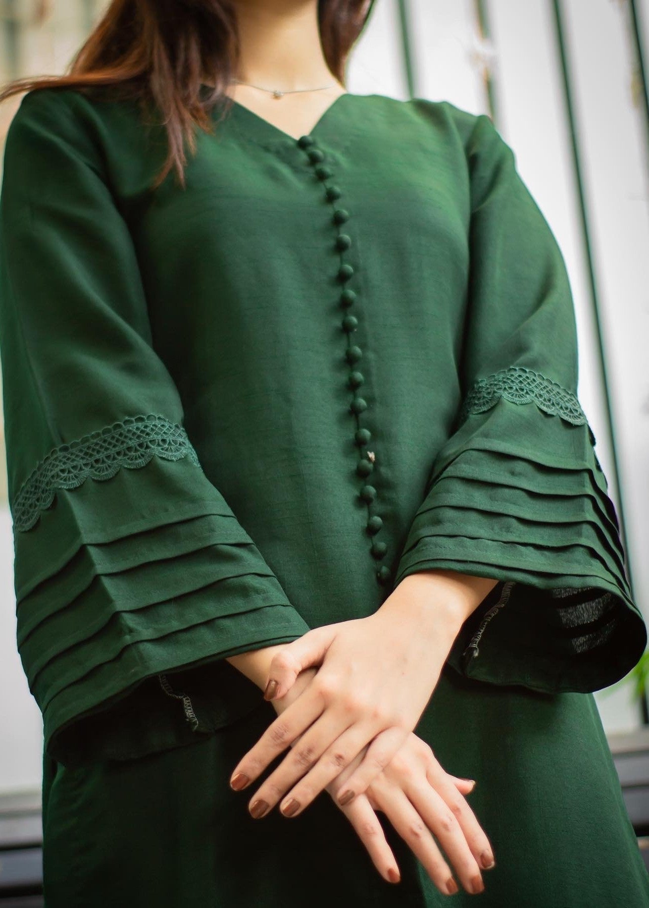 raw silk Co Ord Sets in Bottle green