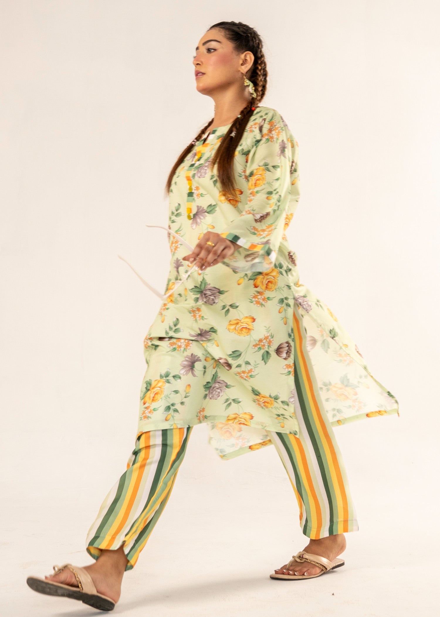 poly lawn Co Ord Sets in Pistachio green
