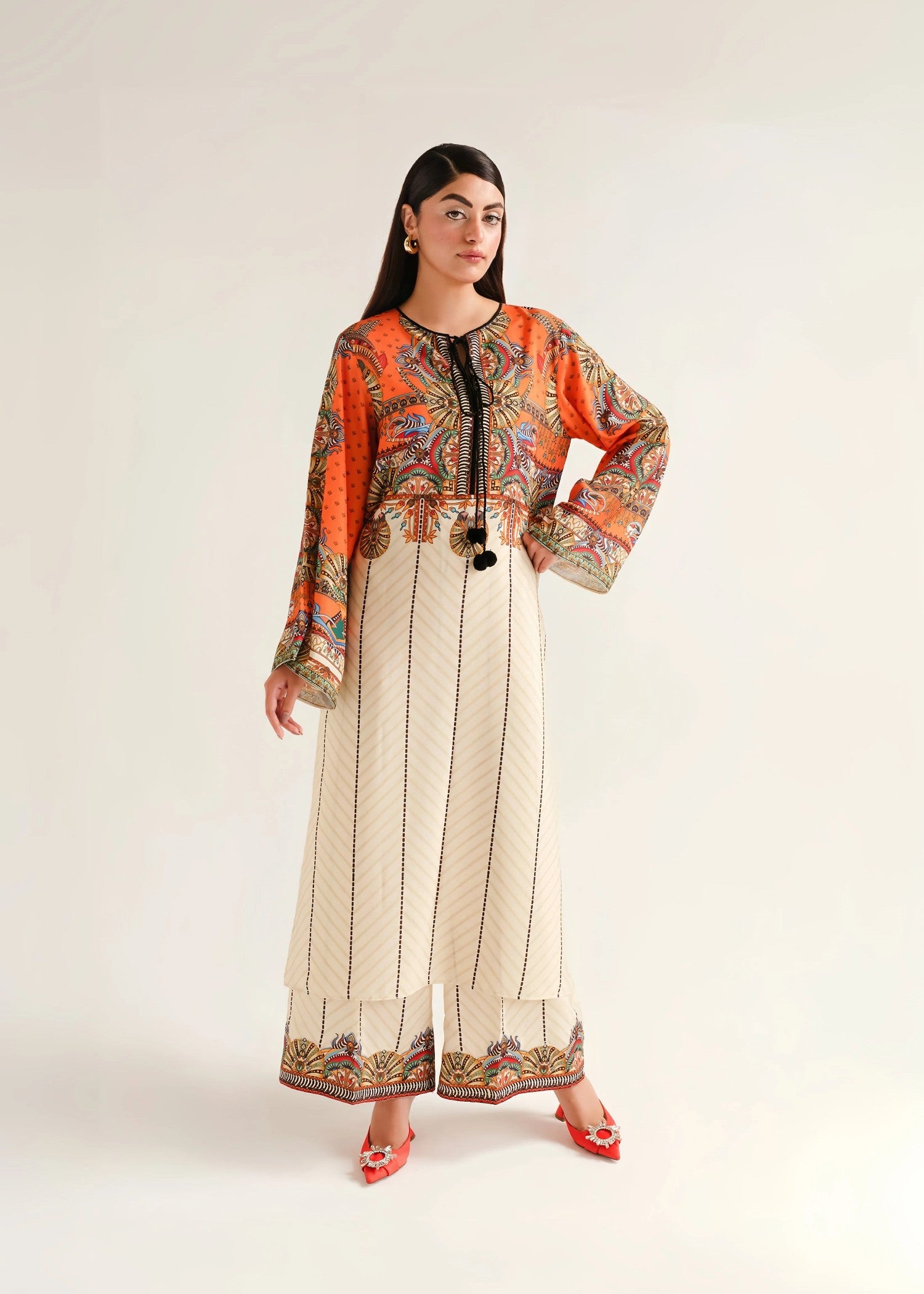 cambric Kurta Set in Multi