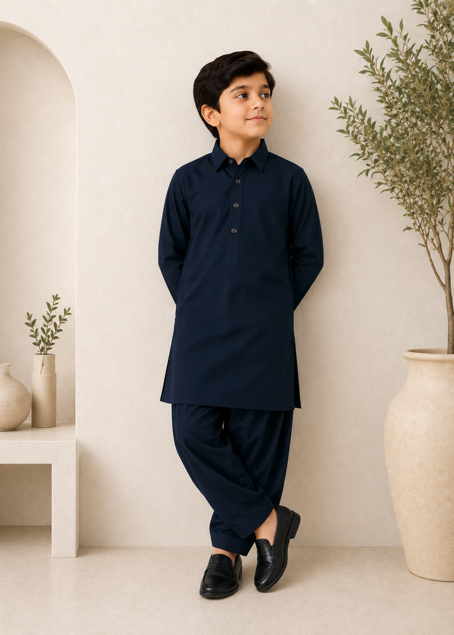 wash & wear Kurta Set in Midnight blue