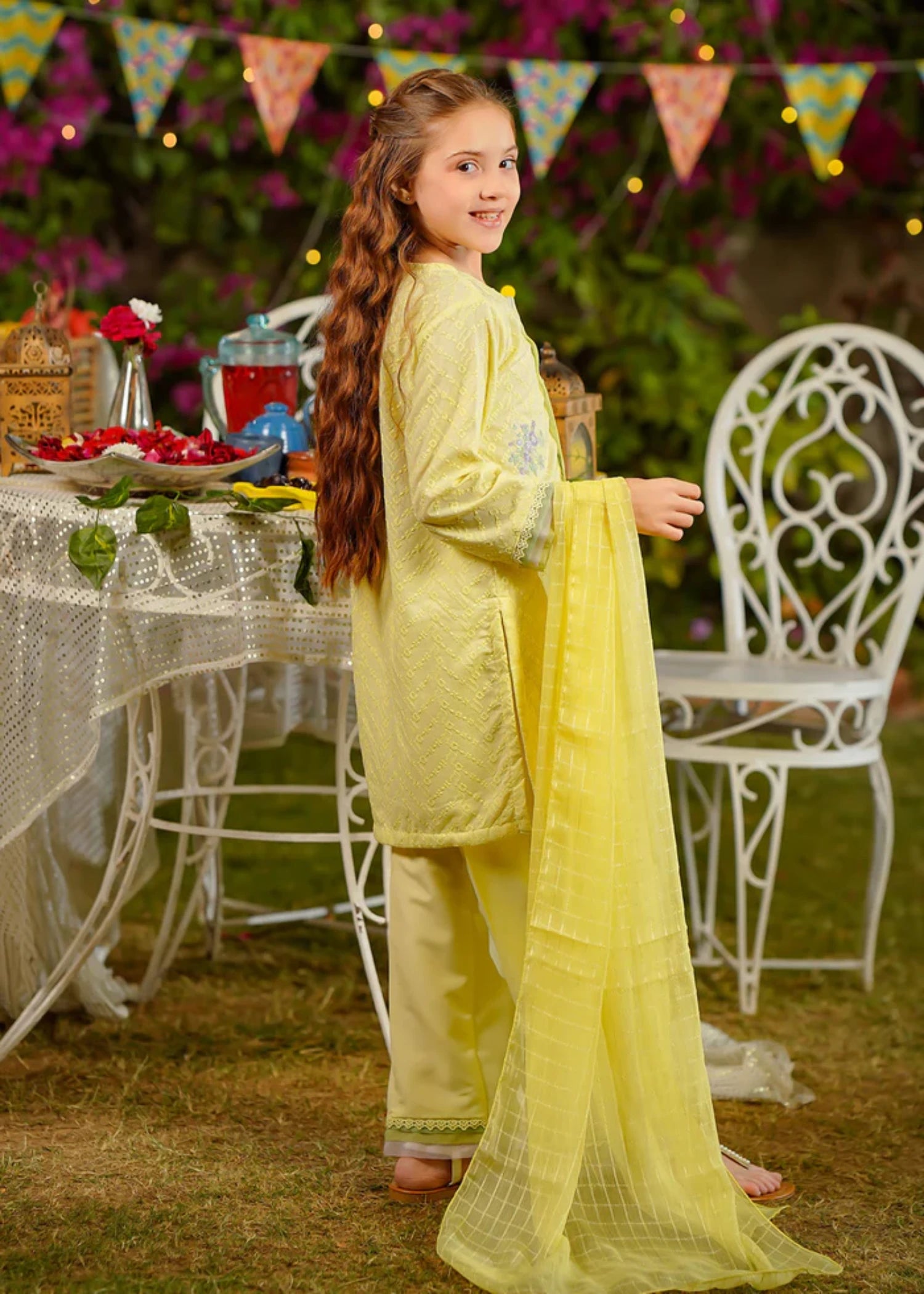 chikankari cotton Kurta Set in Lemonade