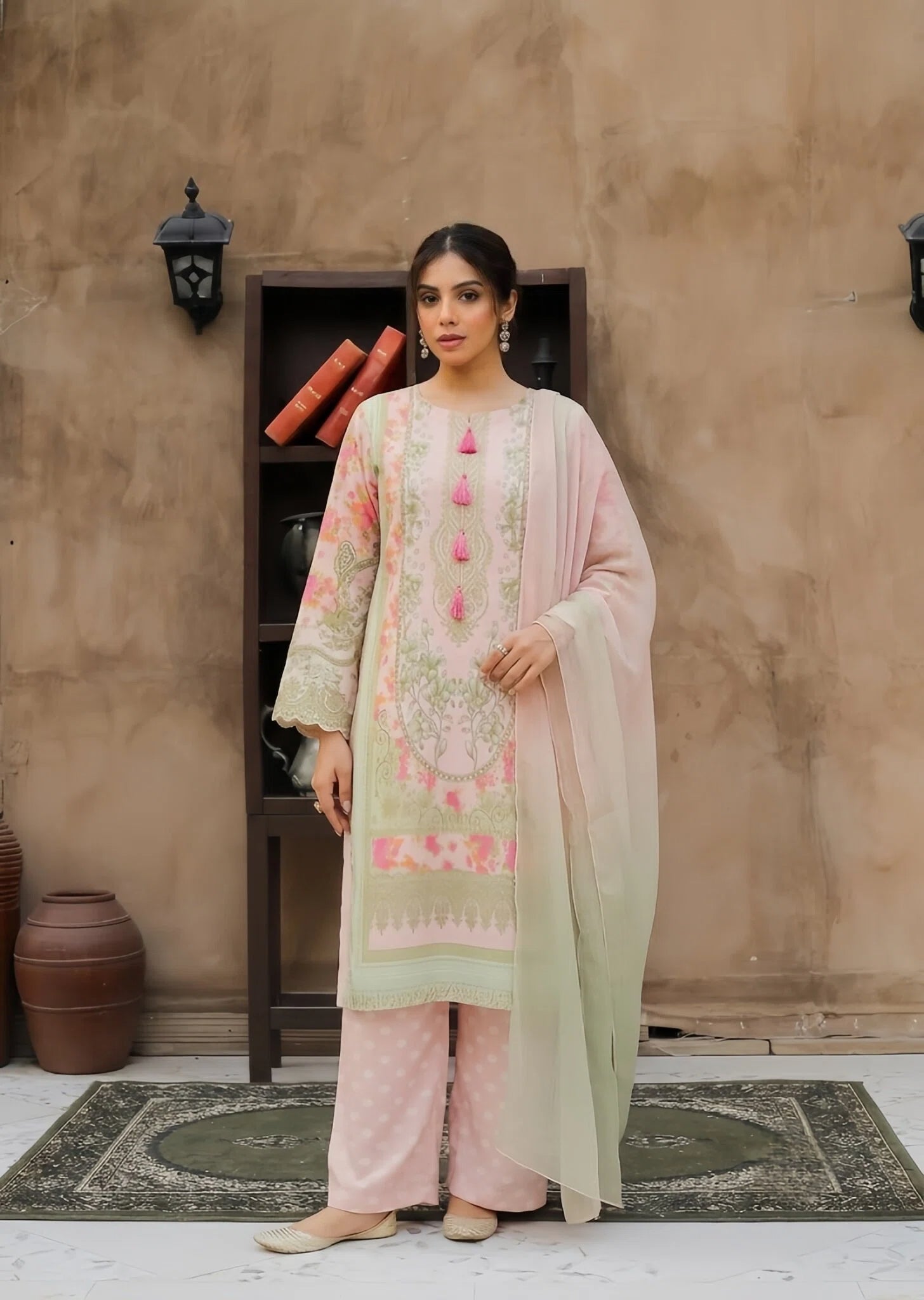 poly silk Kurta Set in Baby pink