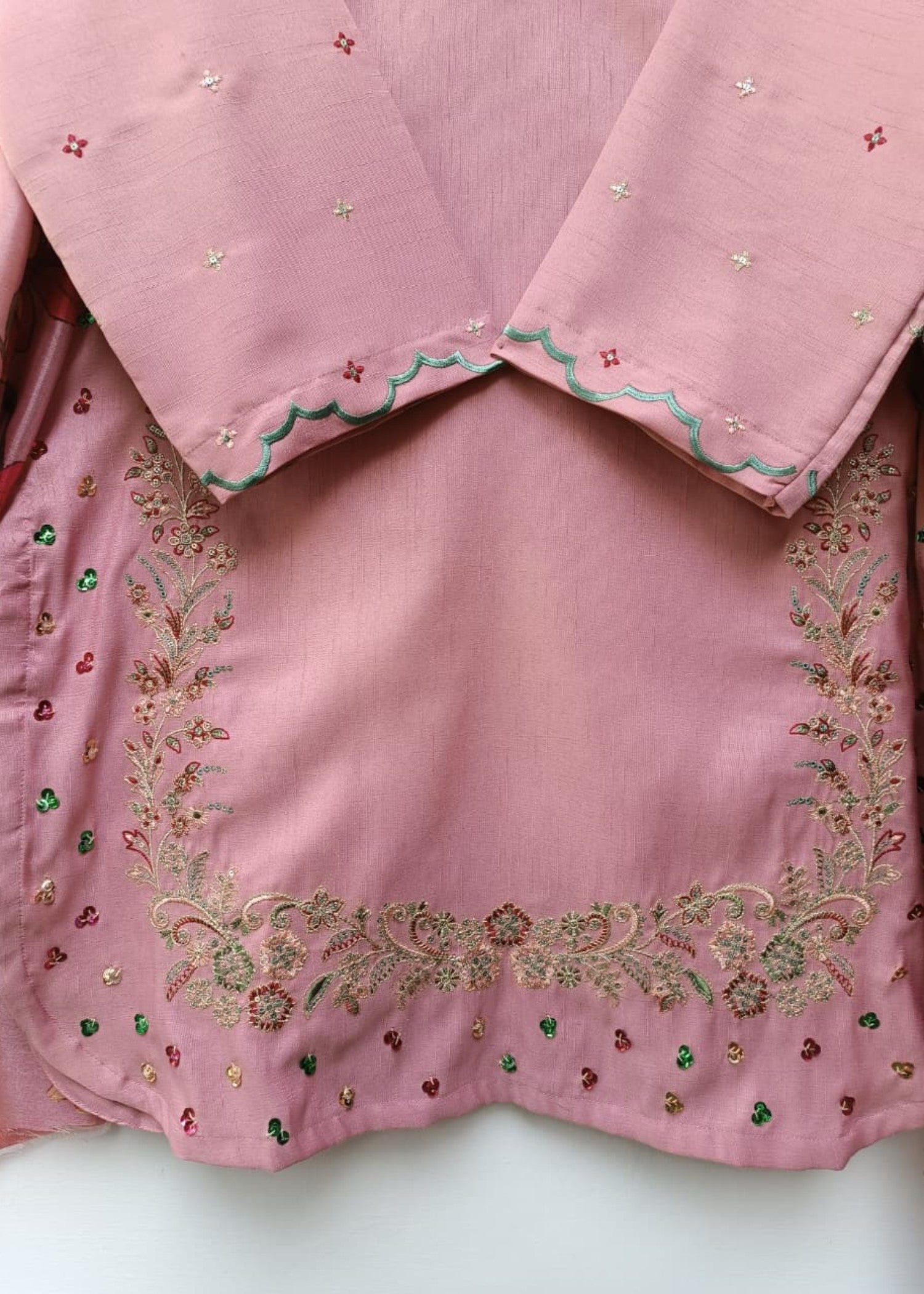 raw silk Kurta Set in Blush pink