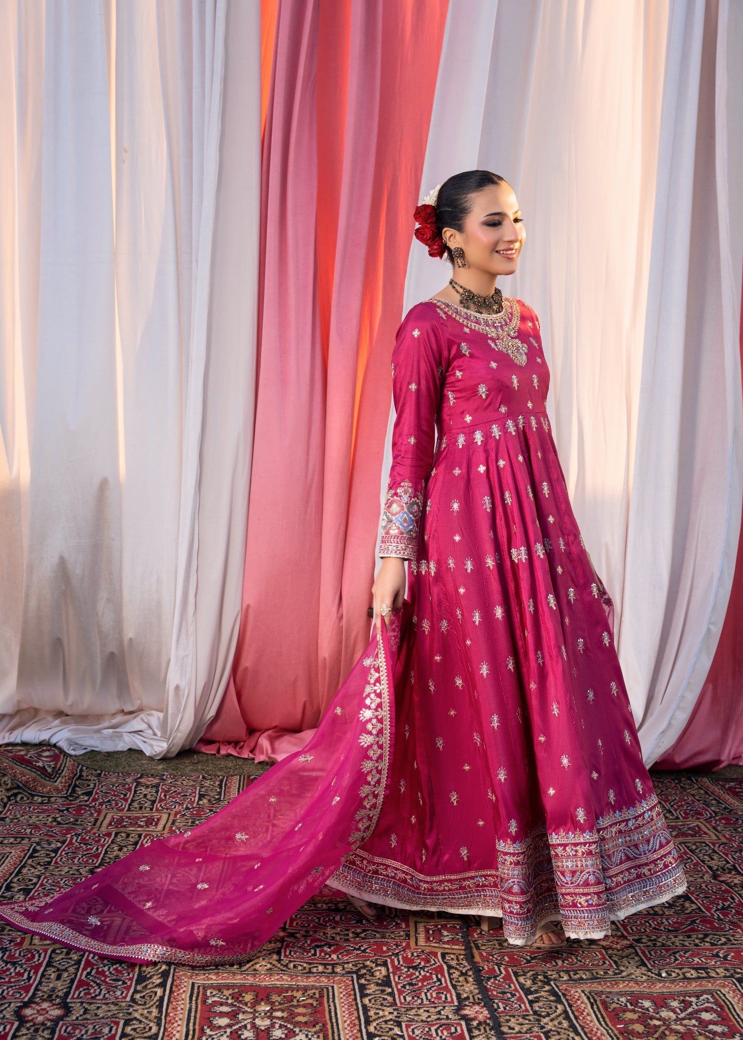silk Maxi in Shocking pink