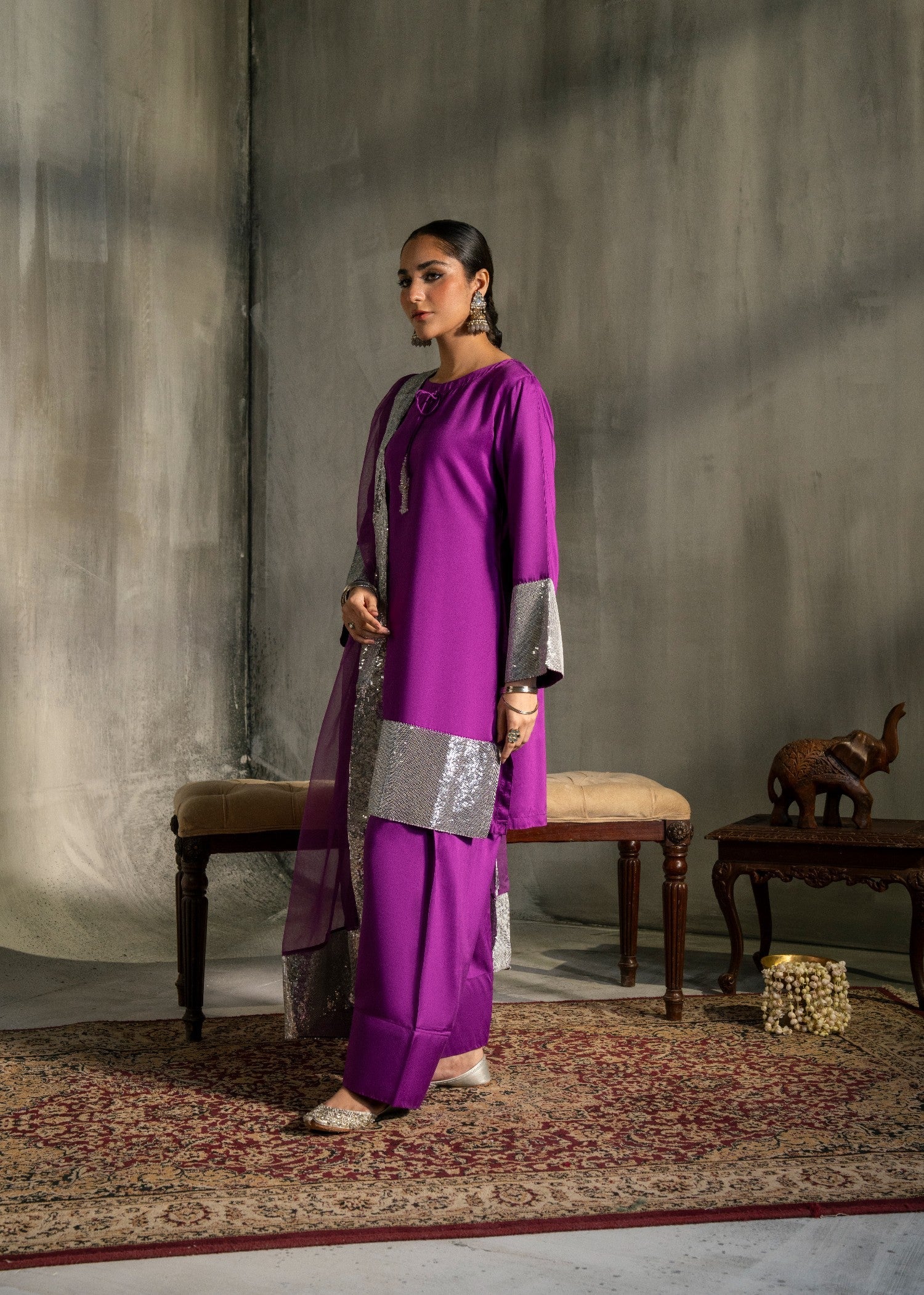 viscose Kurta Set in Magenta