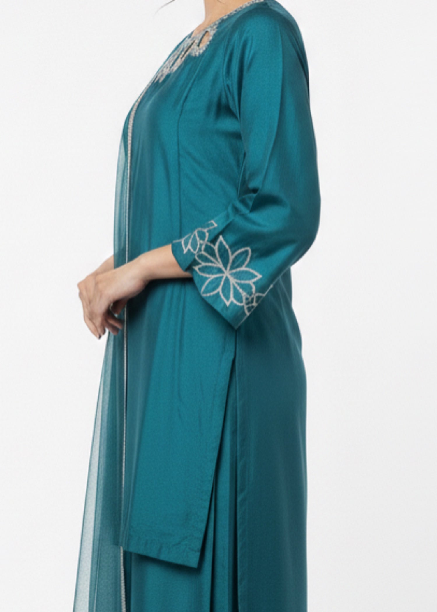 pk grip silk Kurta Set in Teal