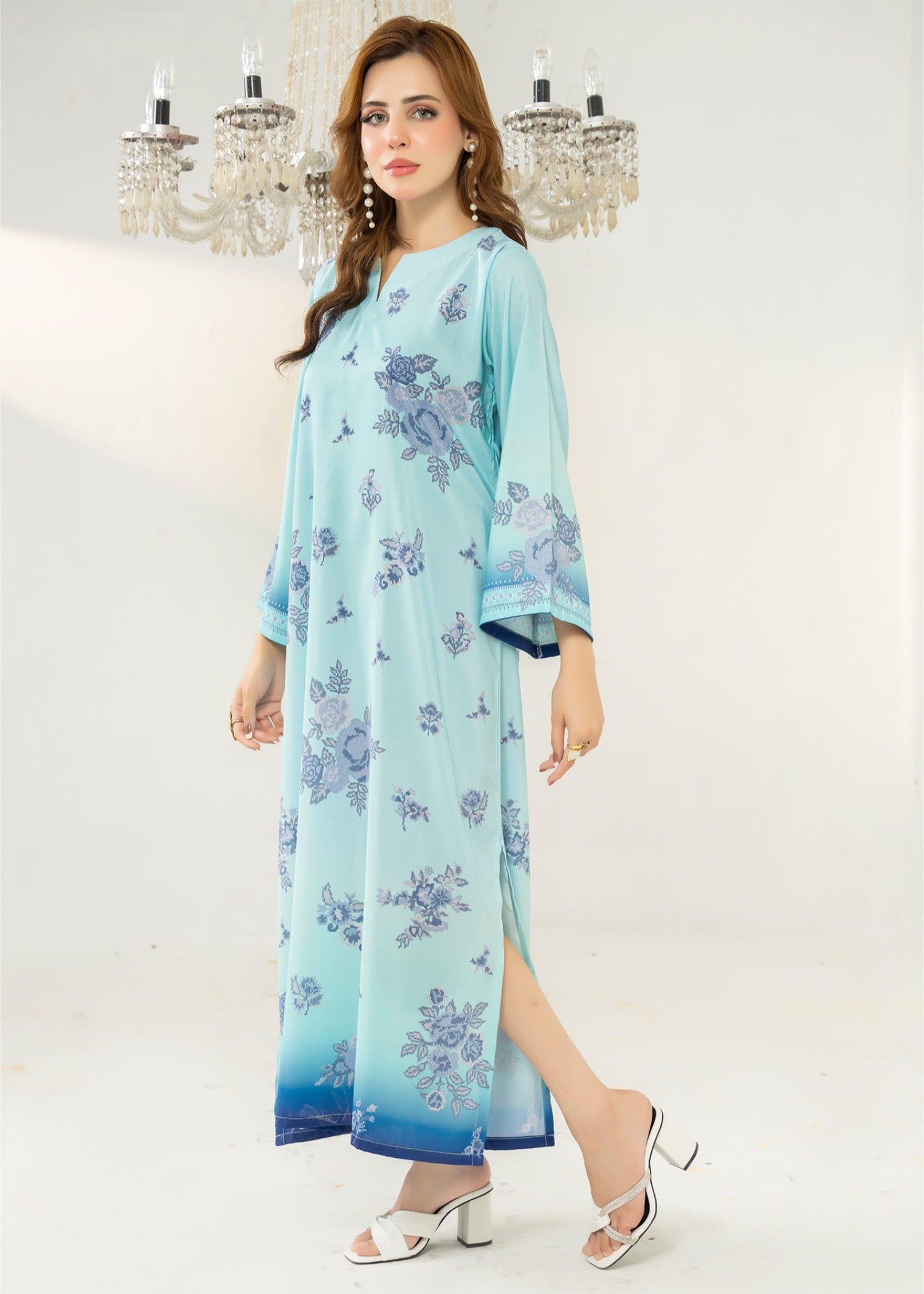 lawn Kaftan in Aquamarine