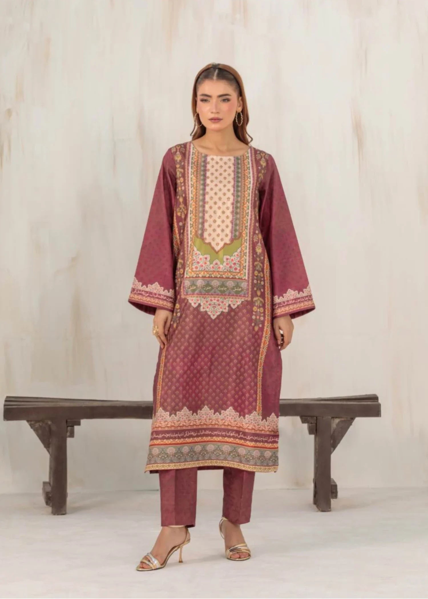 viscose raw silk Kurta Set in Mauve