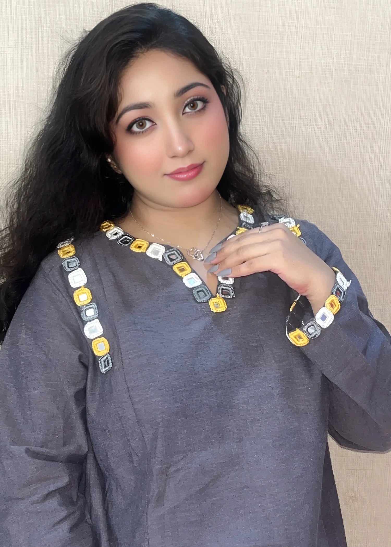 cotton Kurta Set in Slate black