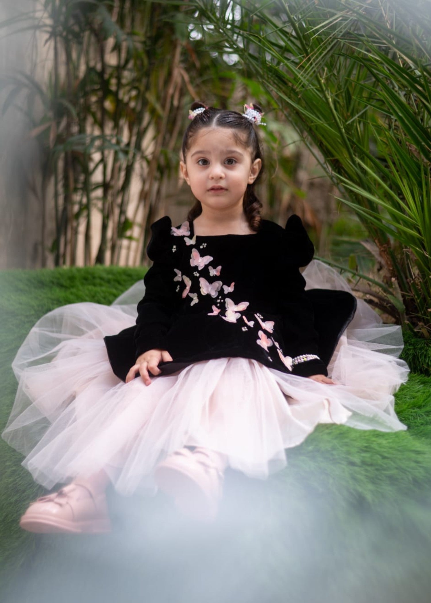chinese micro velvet 9000 Frock in Black