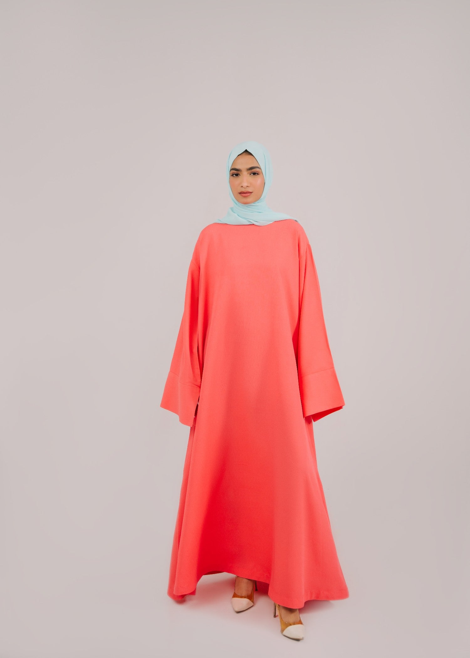 summer khaddar Abaya in Coral pink