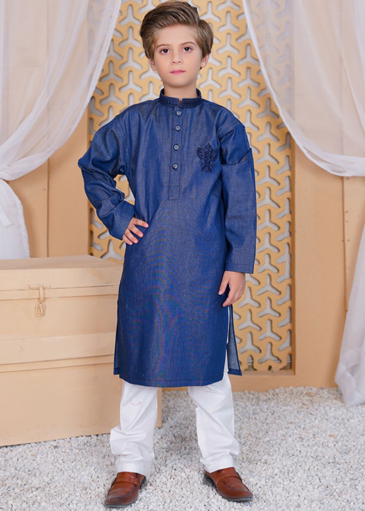 denim Kurta Set in Denim