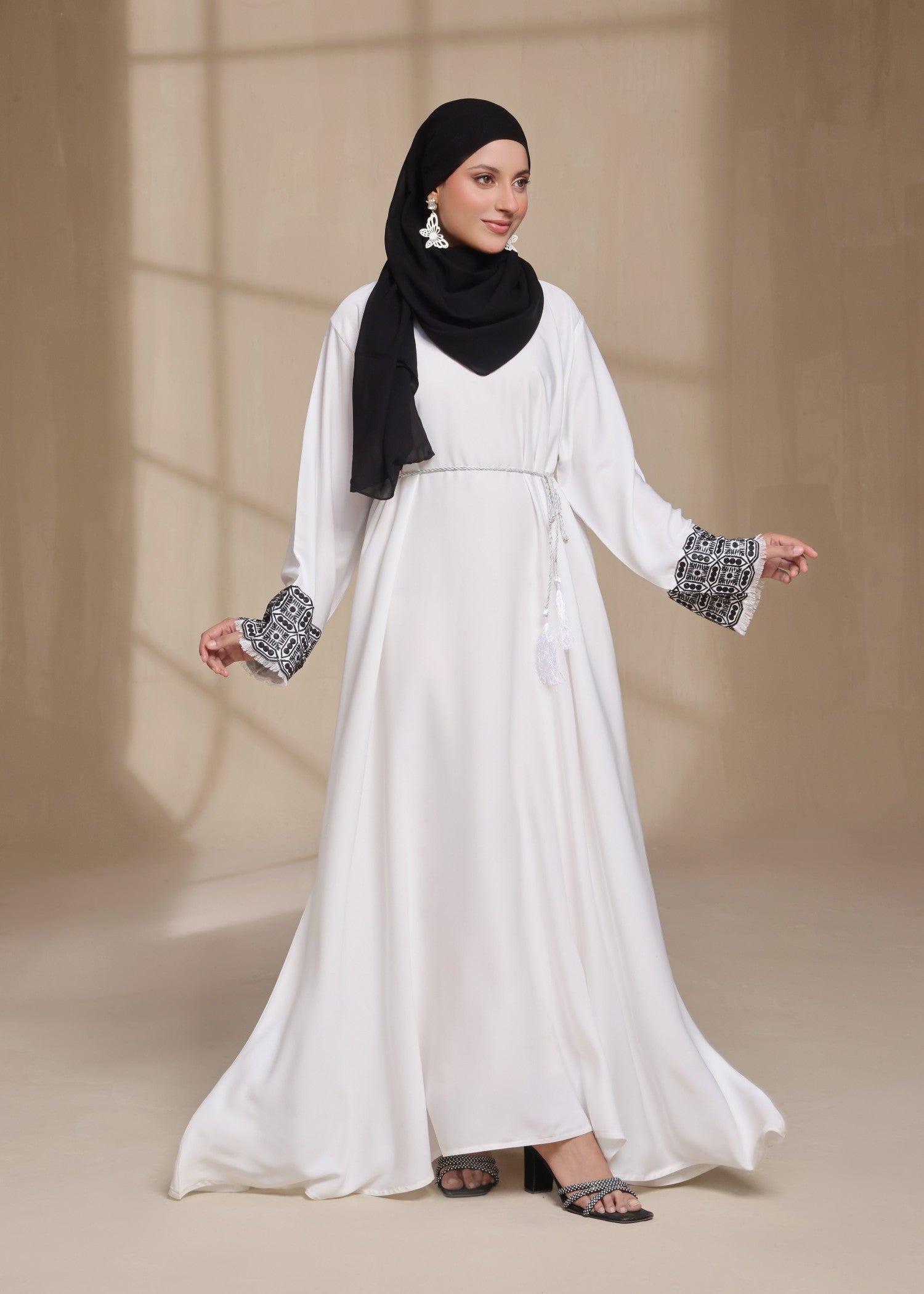nidha Abaya in White