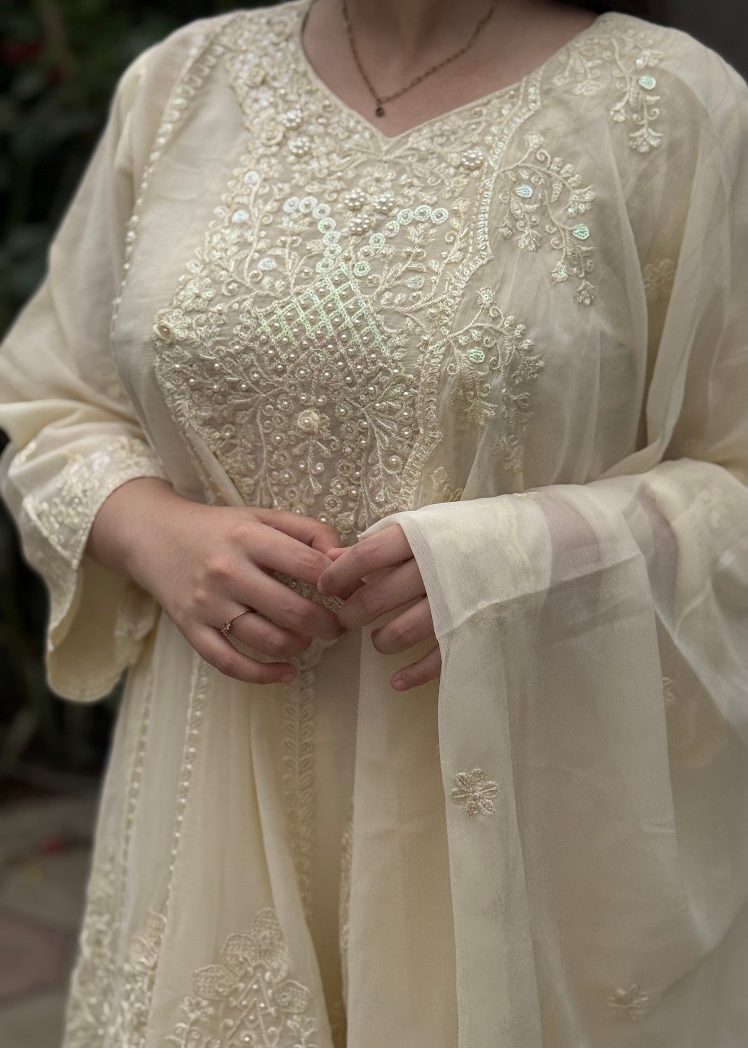 chiffon Short Frock in Buttercream