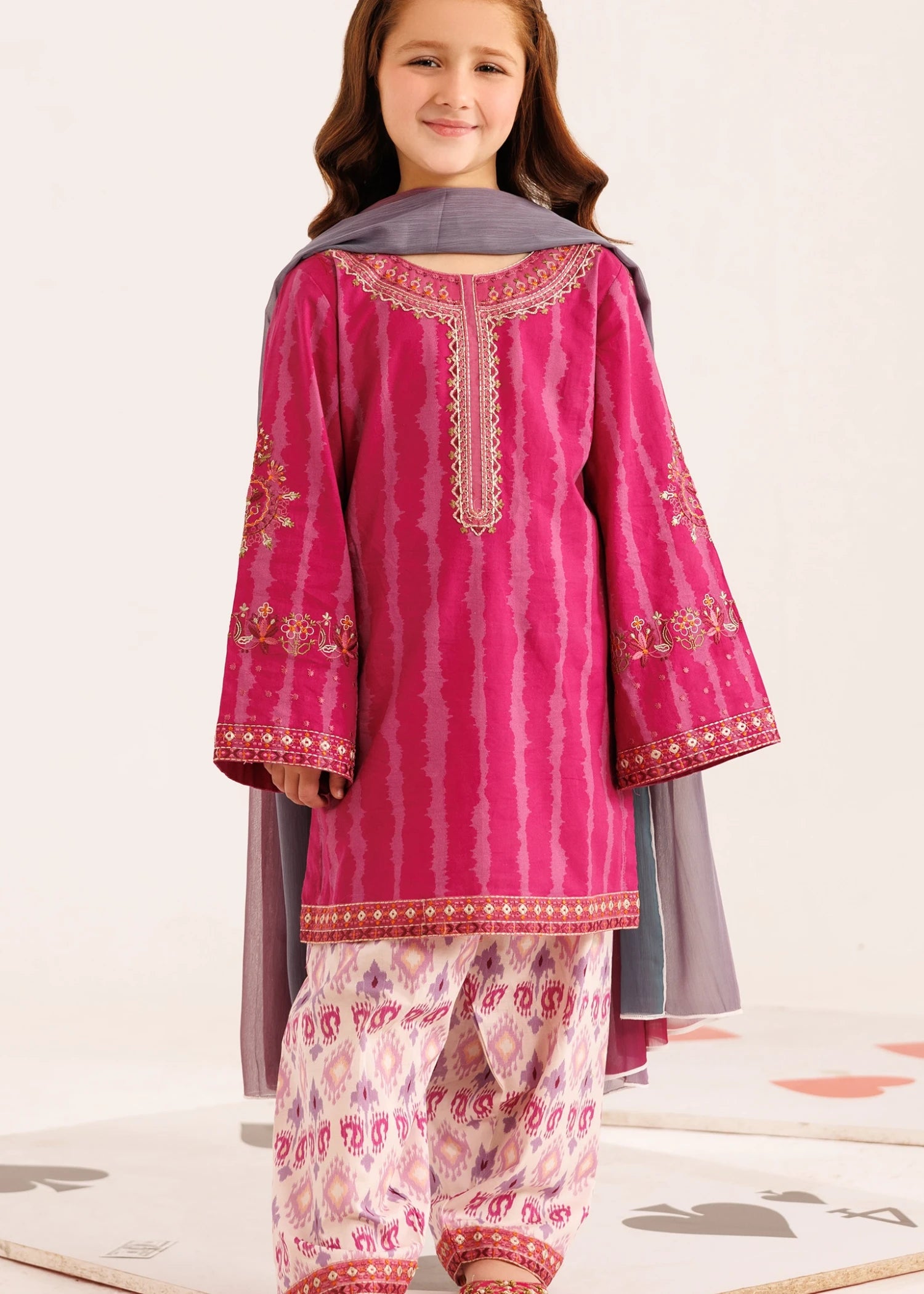 cotton Kurta Set in Bubblegum pink