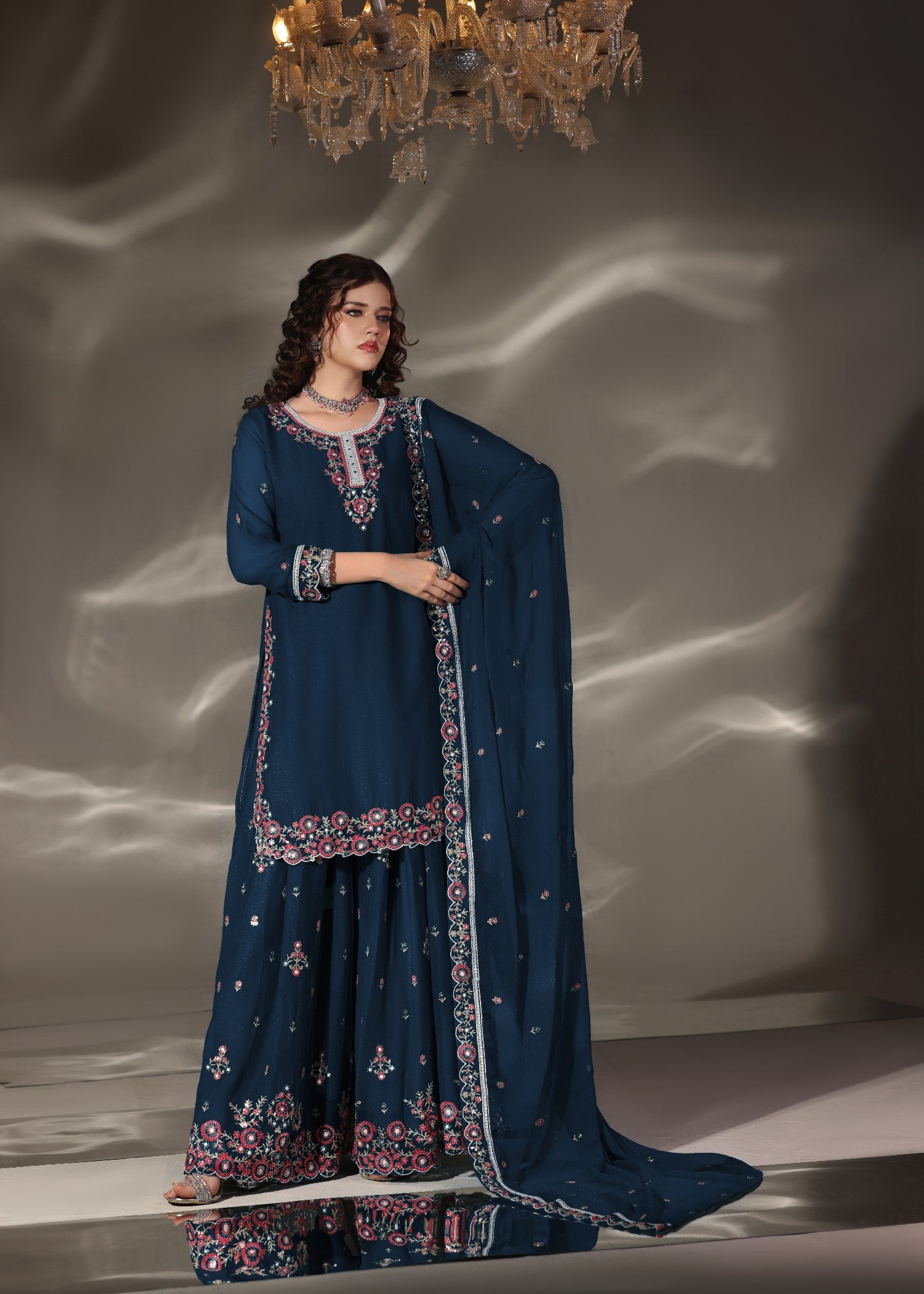 pk chiffon Sharara in Blue