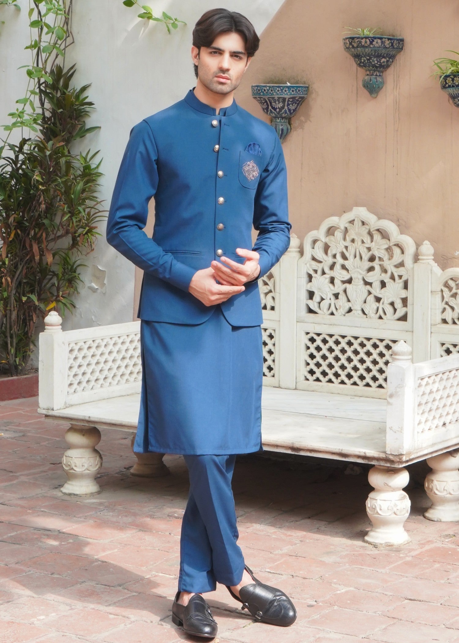 wool Waistcoat in Blue