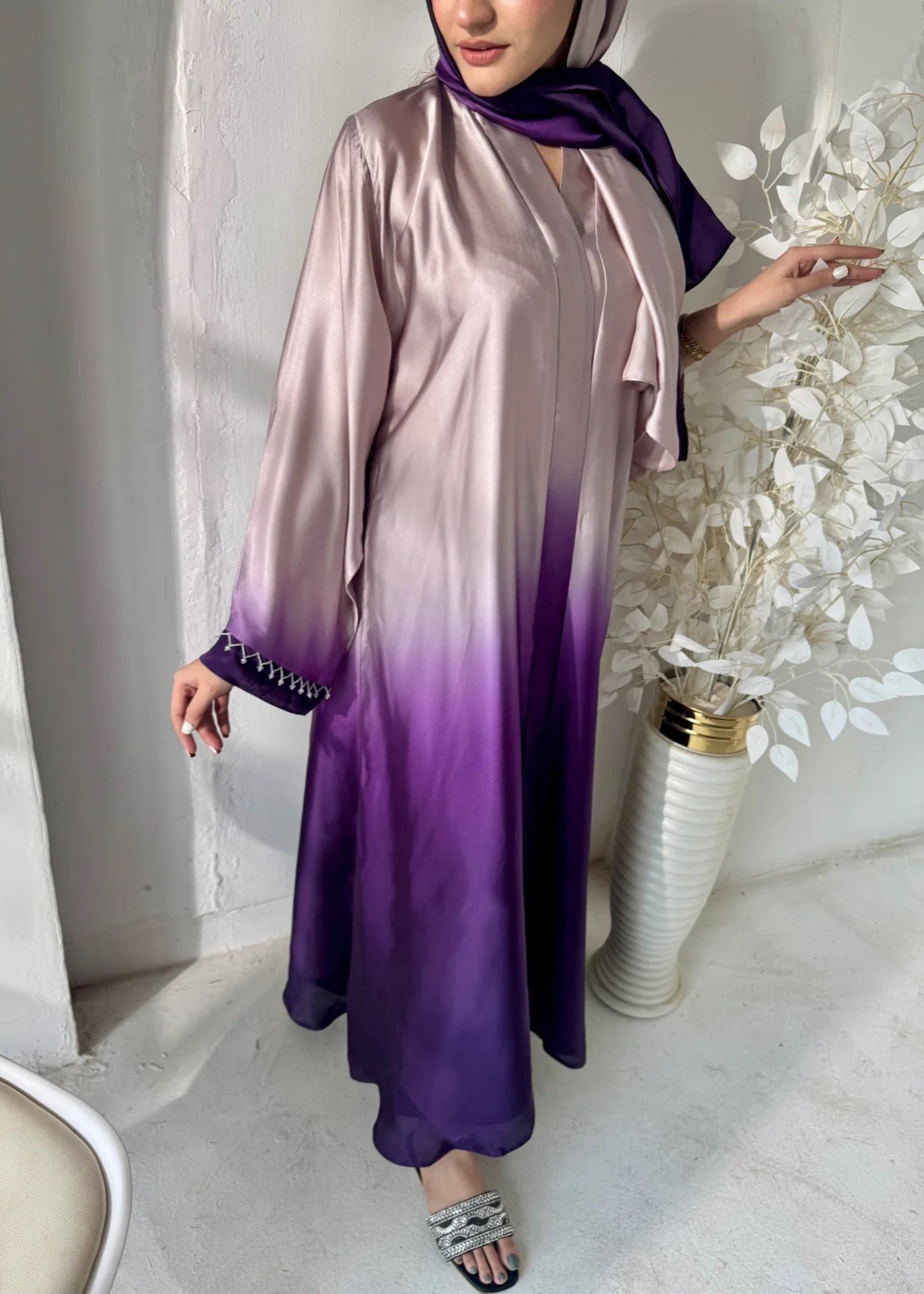 silk Abaya in Purple