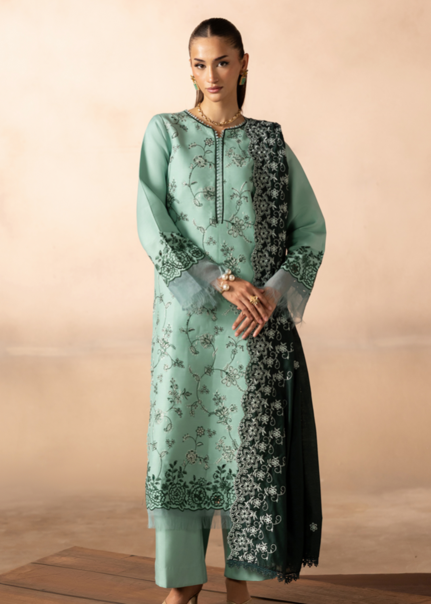 viscose Unstitched in Mint green