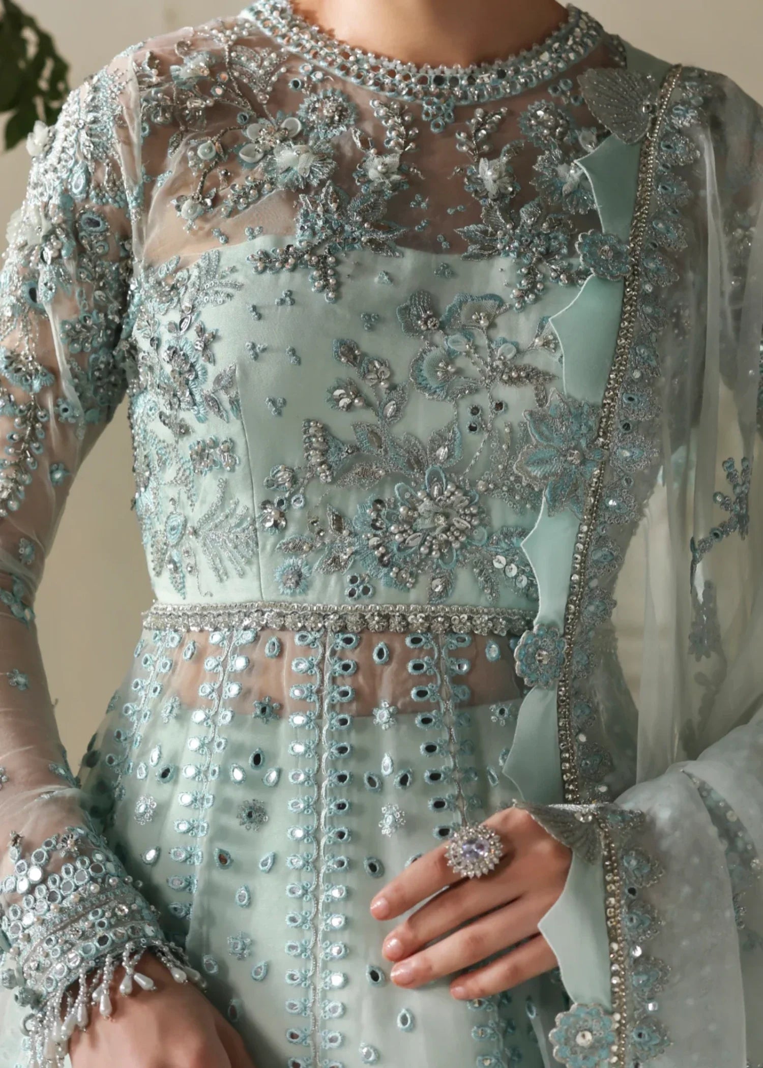 poly organza Gown in Ice blue