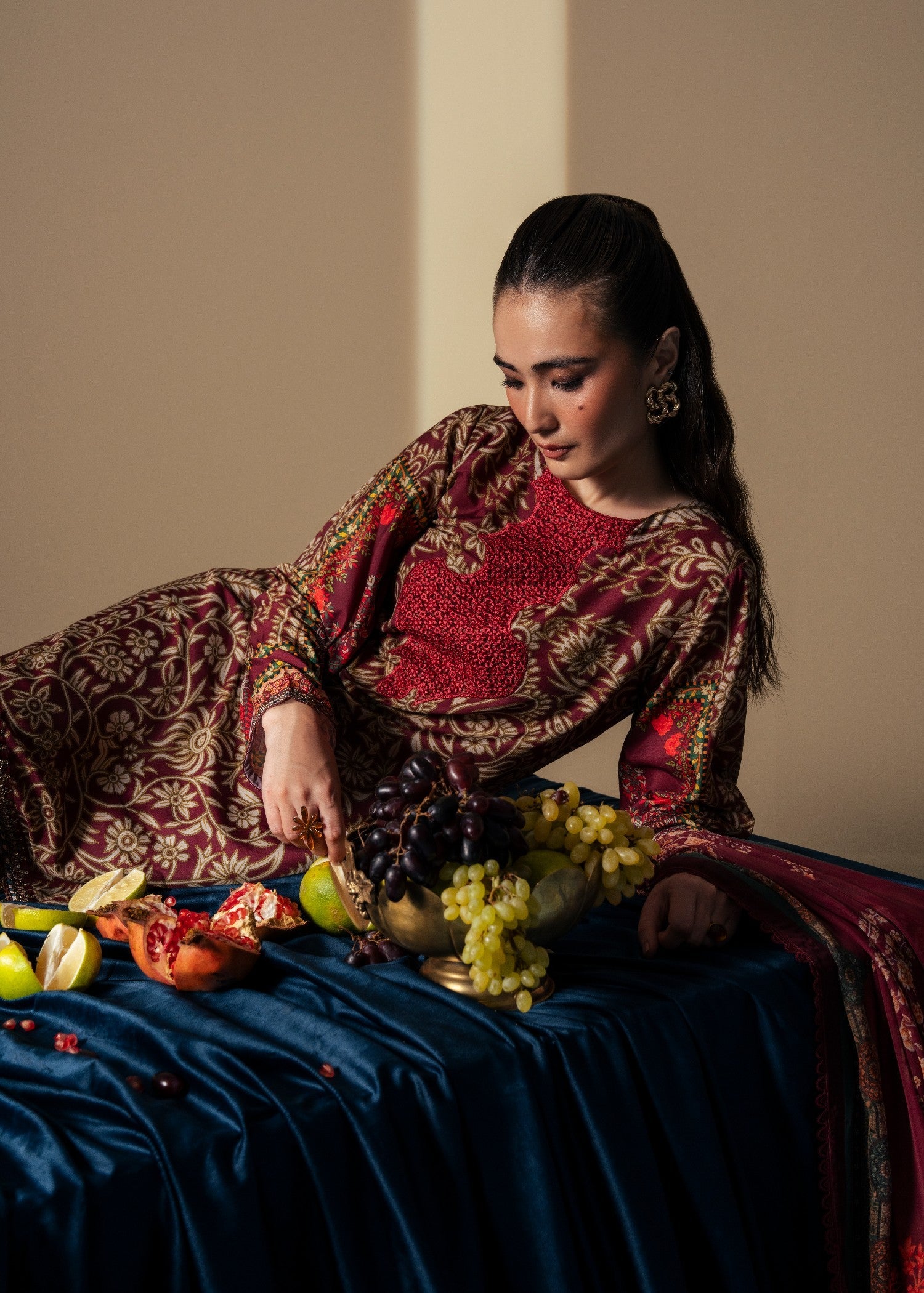 poly silk Kurta Set in Maroon