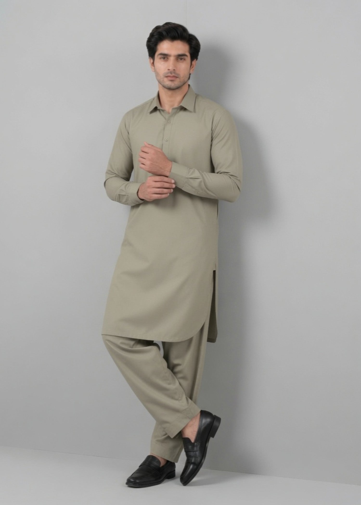 wash & wear Shalwar Kameez in Sage green
