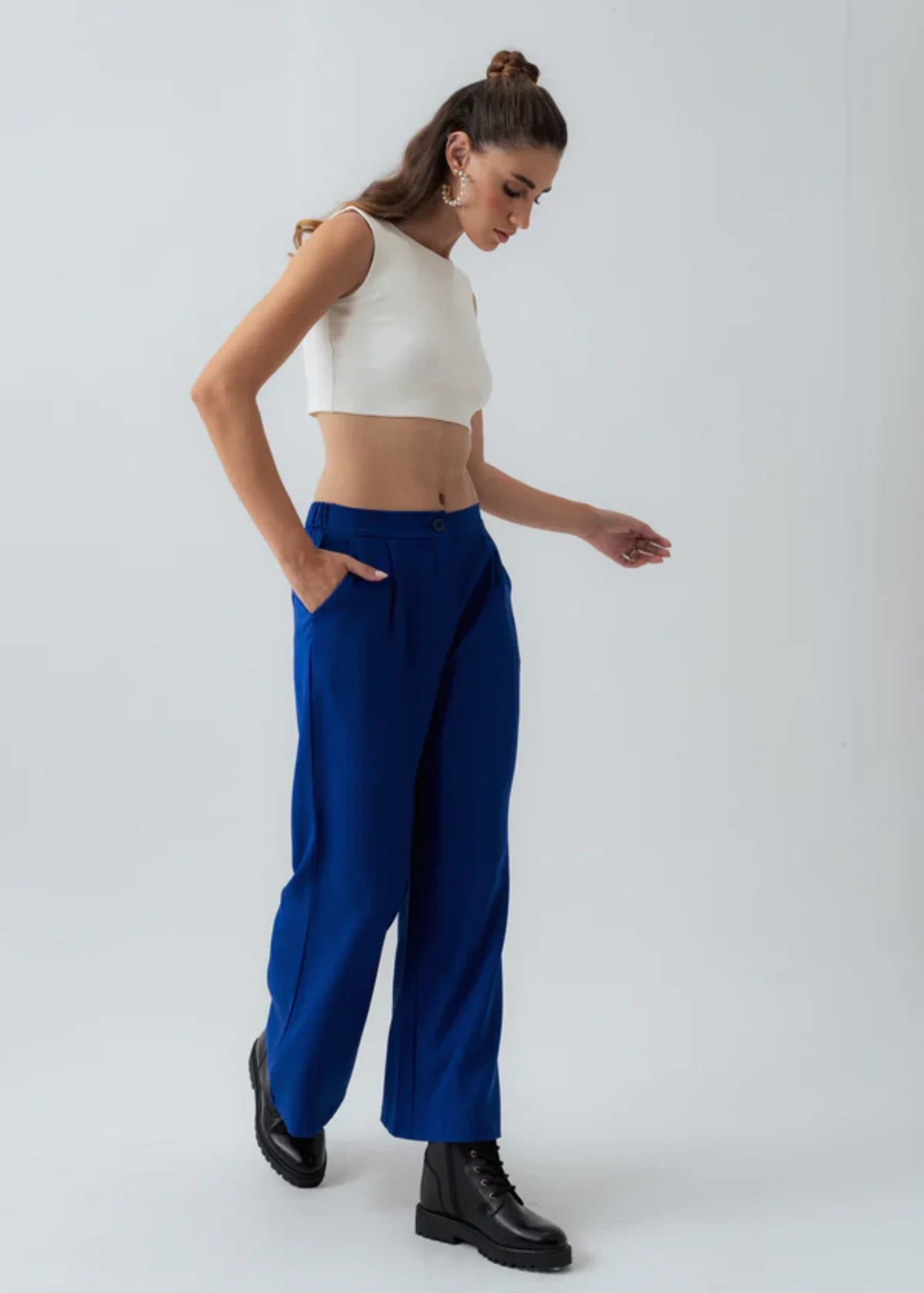 polyester-spandex Pants in Blue
