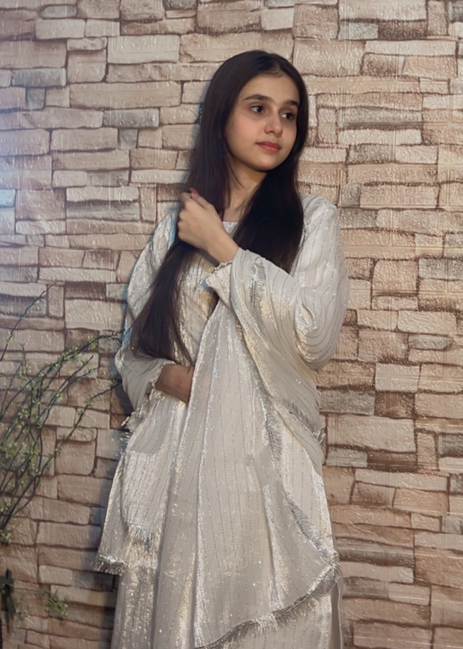 crinkle Kurta Set in White