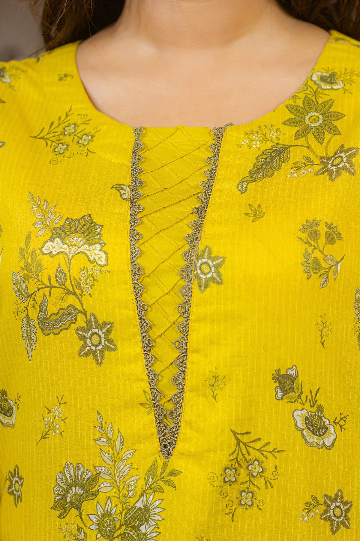 lawn voile Kurta Set in Mellow yellow
