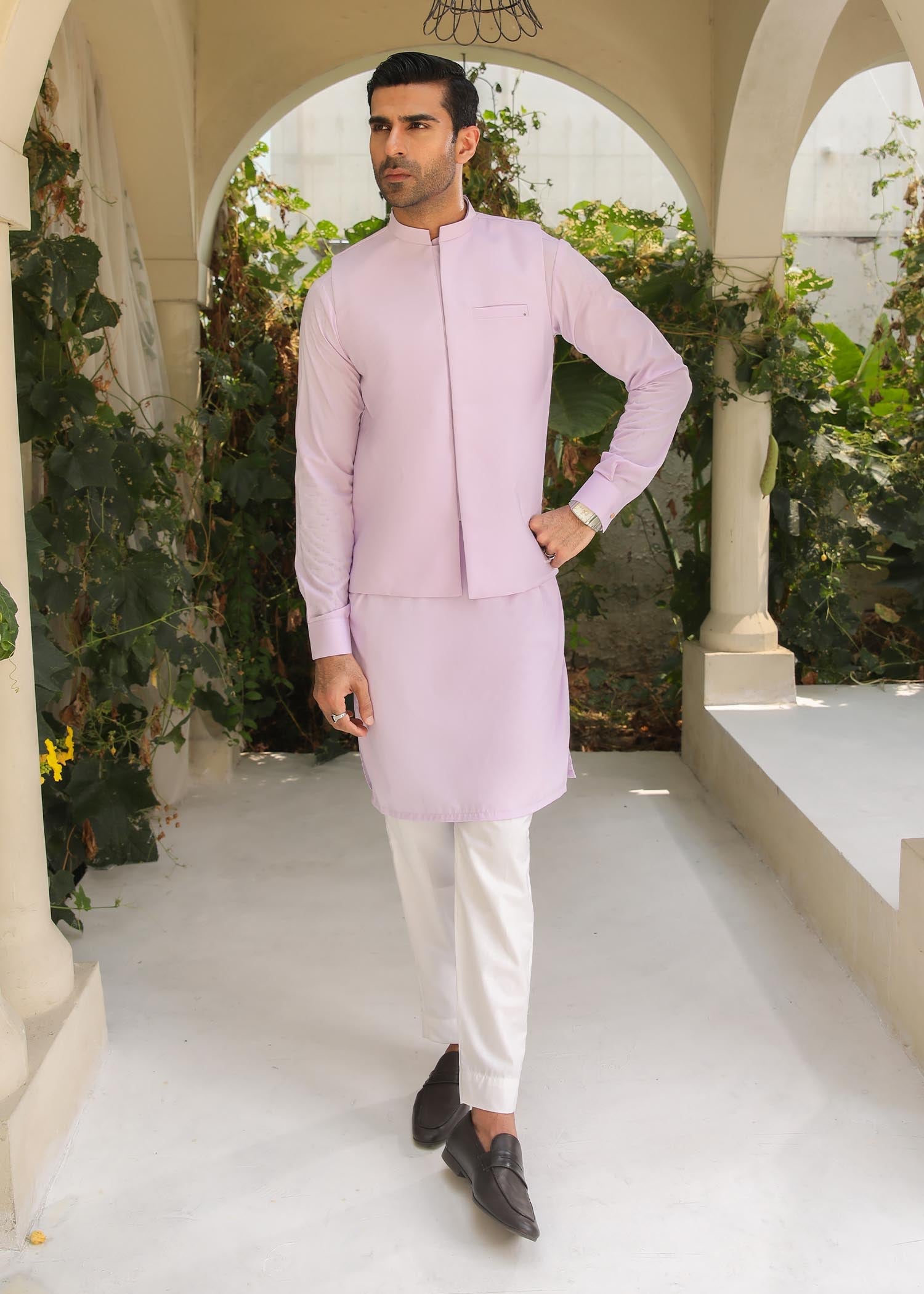 wash & wear Waistcoat in Lilac