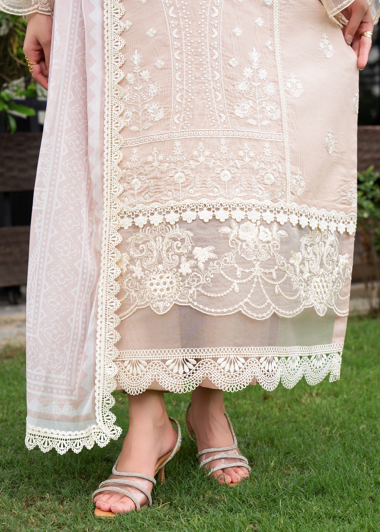 lawn Kurta Set in Rose pink