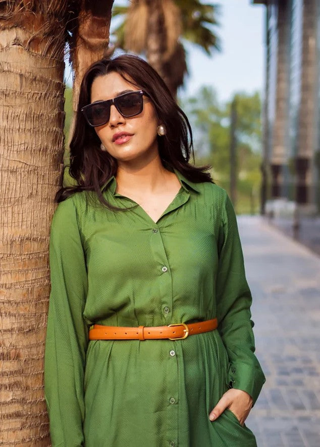 linen Dress in Green