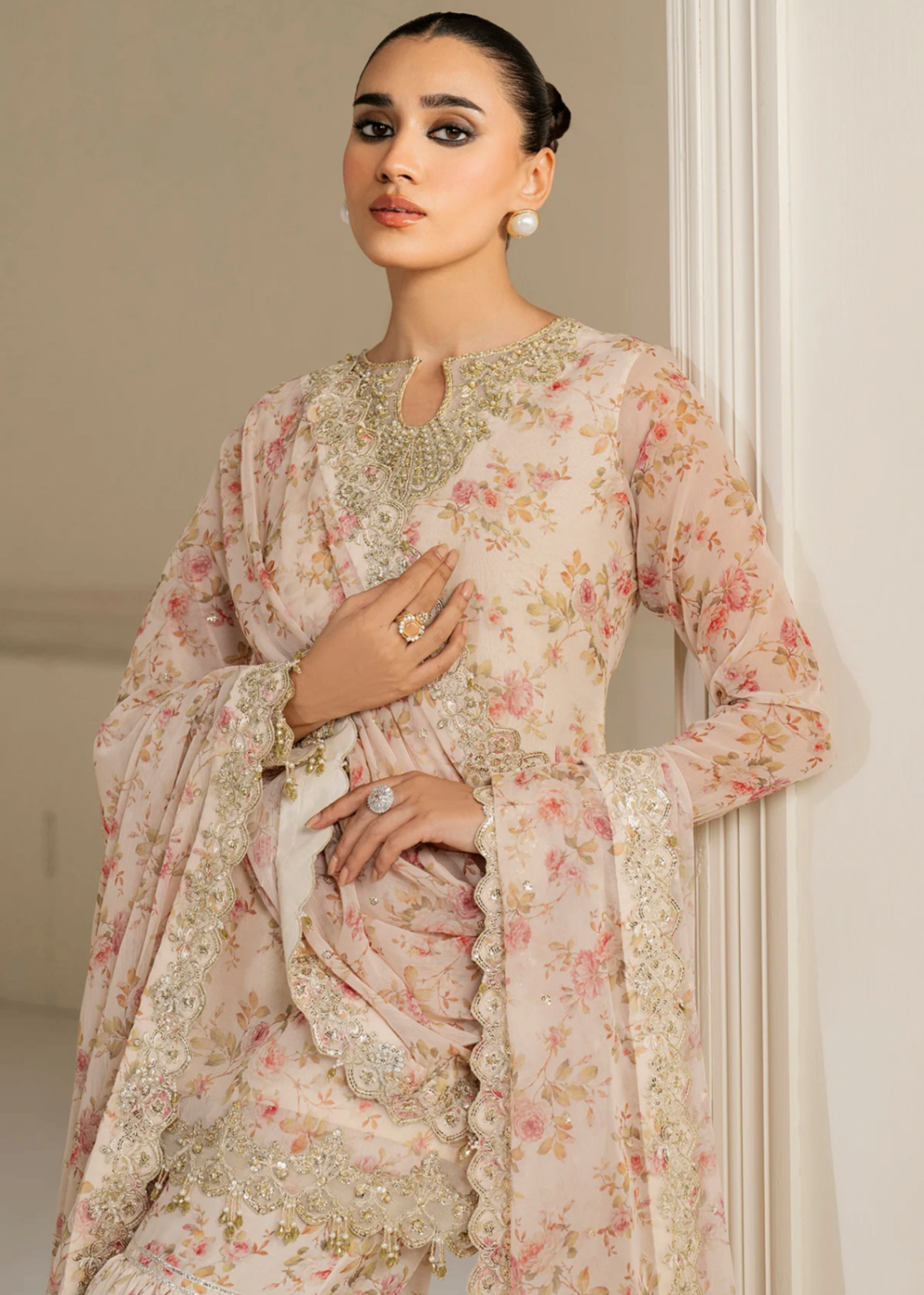 chiffon Unstitched in Pale pink