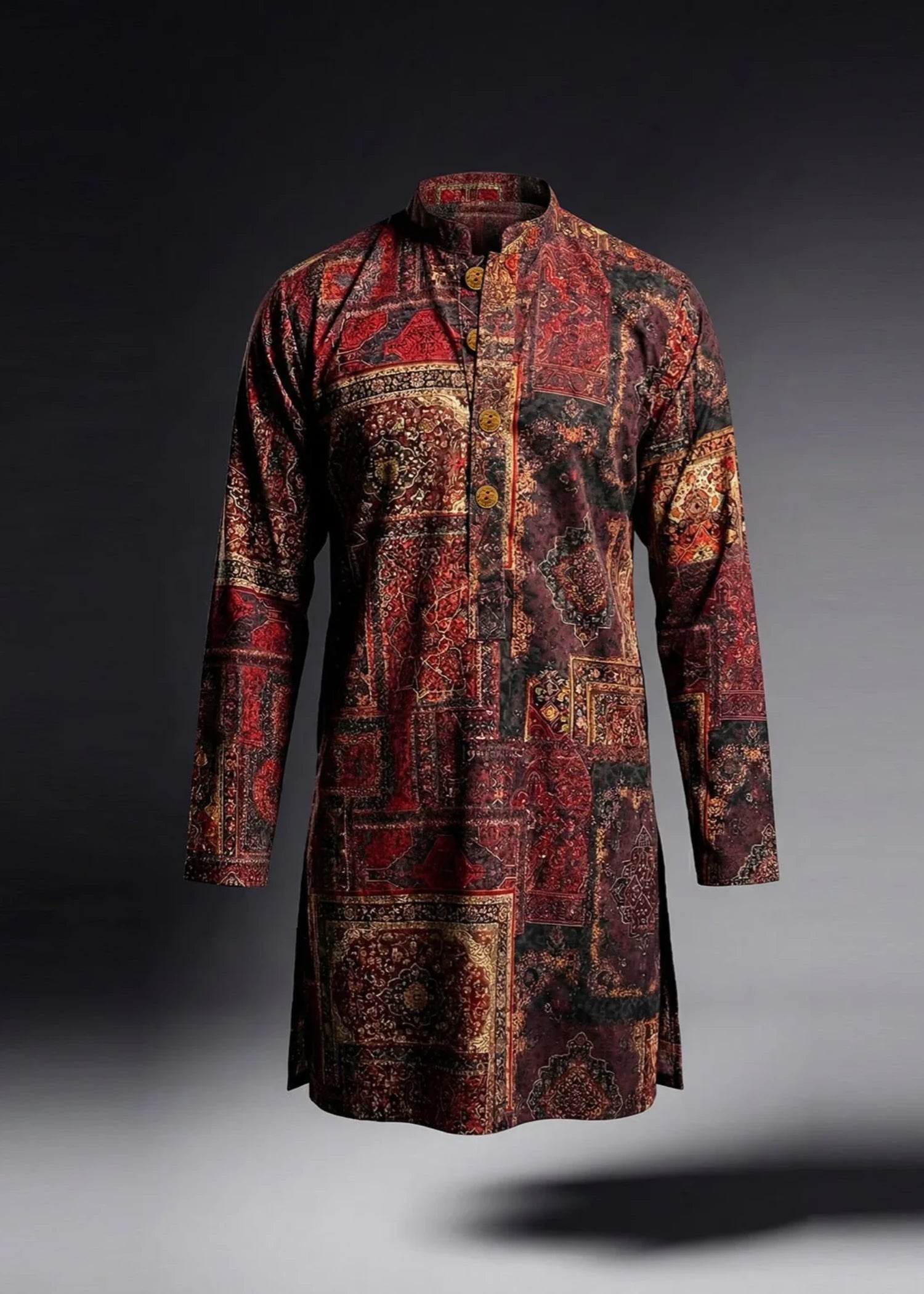 twill polyester Kurta in Cherry red
