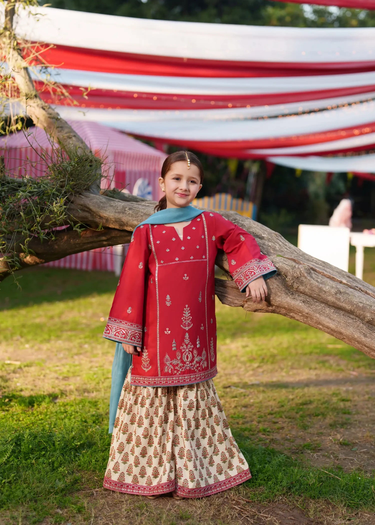 cotton Gharara in Red