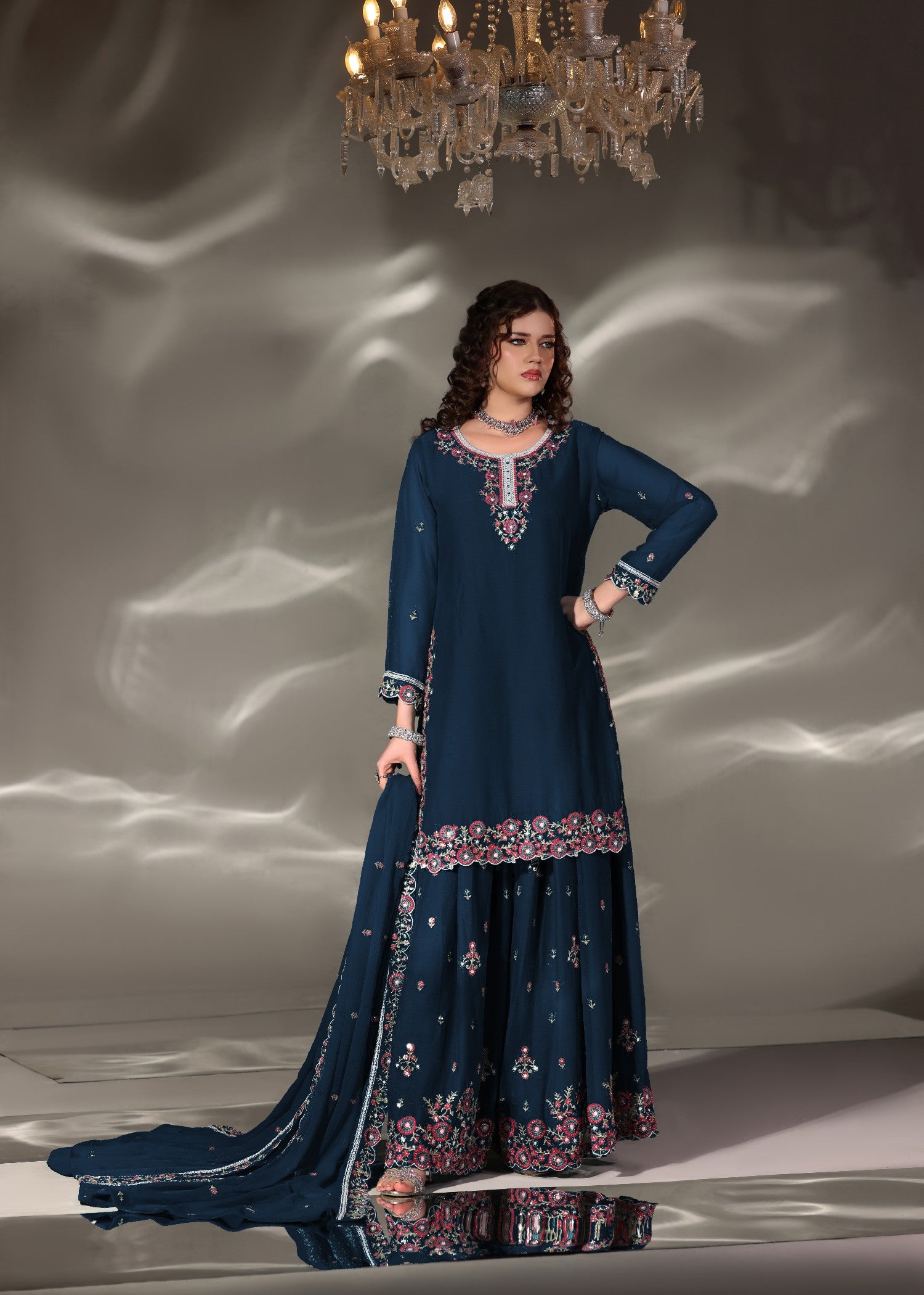 pk chiffon Sharara in Blue