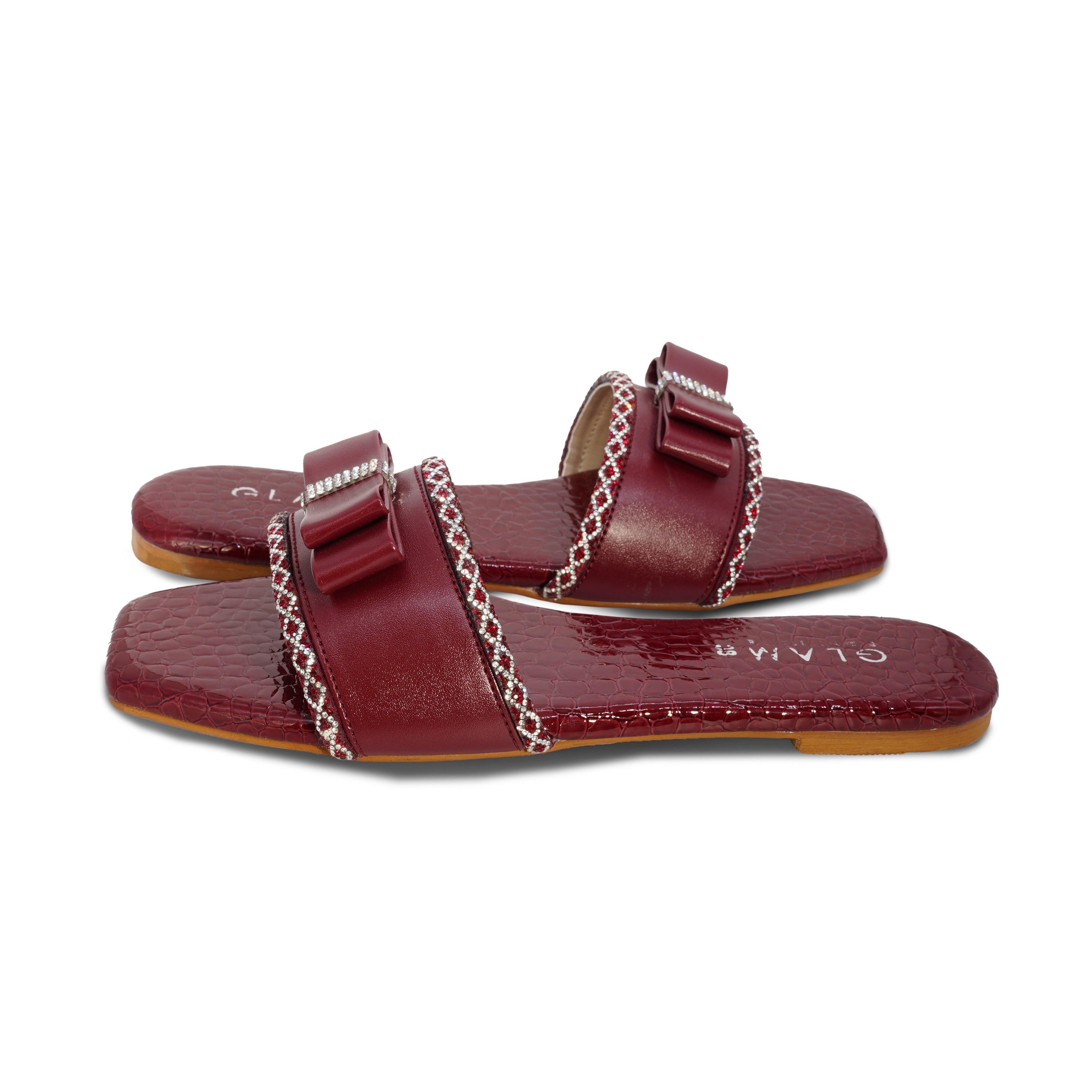 Slides in Maroon by - High Quality Women Slides IDW1955