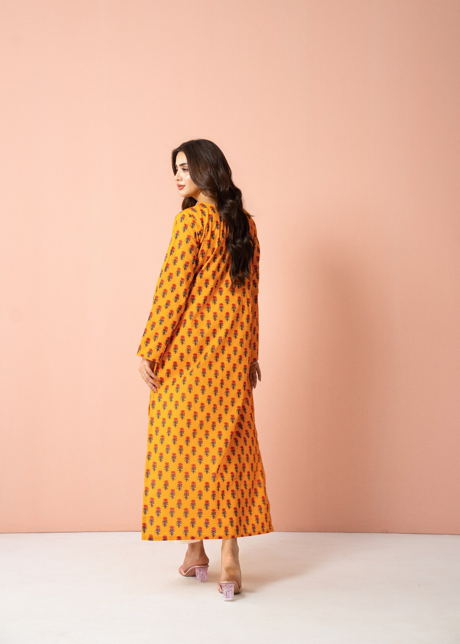 lawn cotton Kurta Set in Mustard