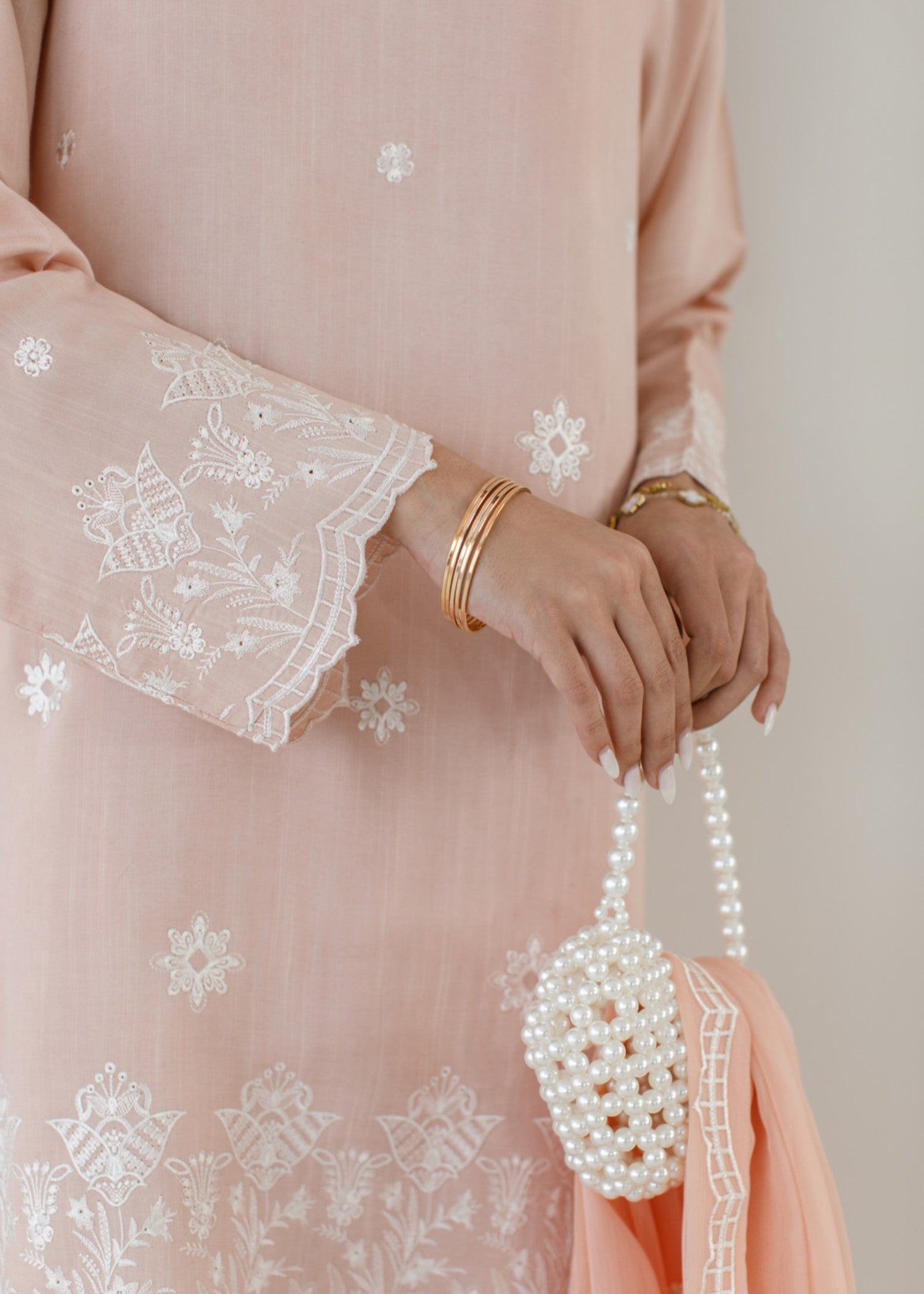 pk raw silk Kurta Set in Peach pink