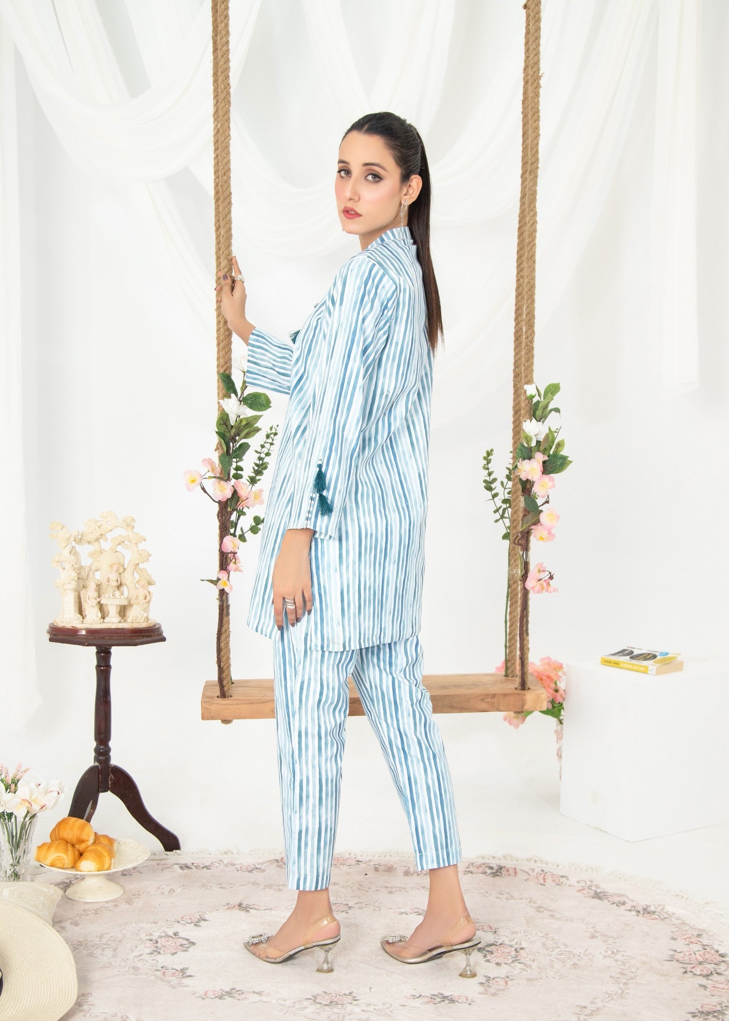 blended satin Co Ord Sets in Aquamarine